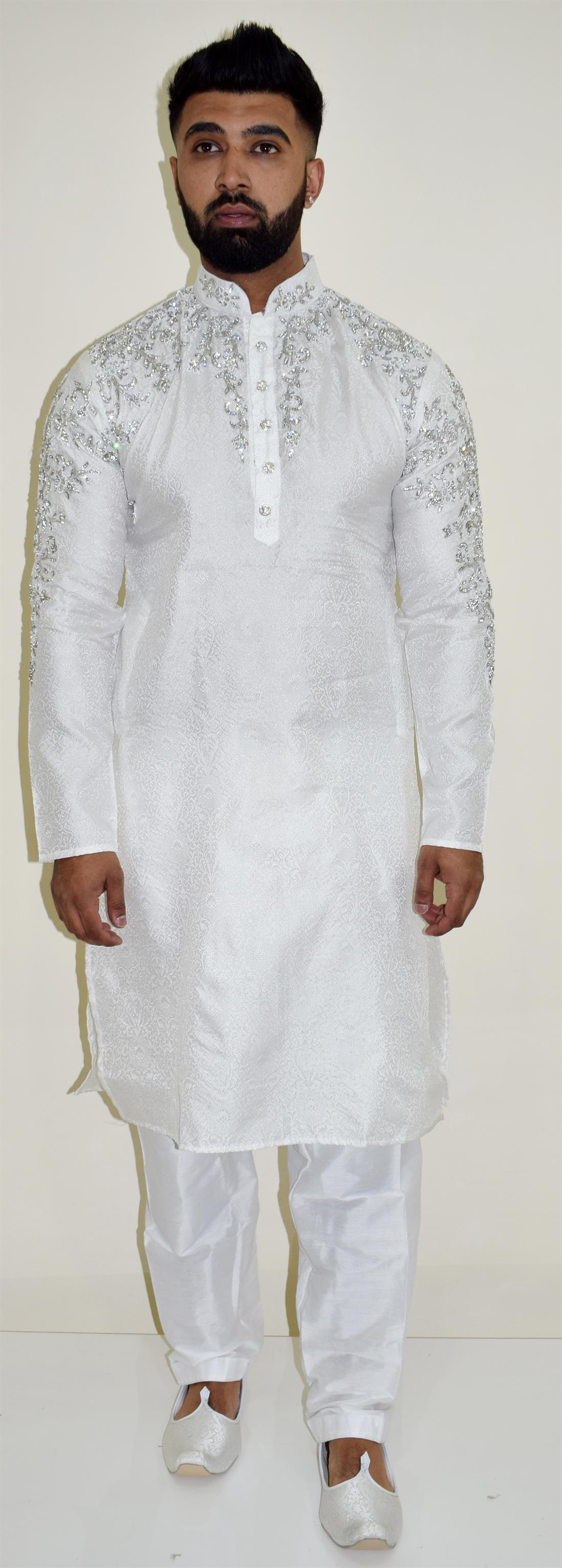 White Mens Kurta Pajama