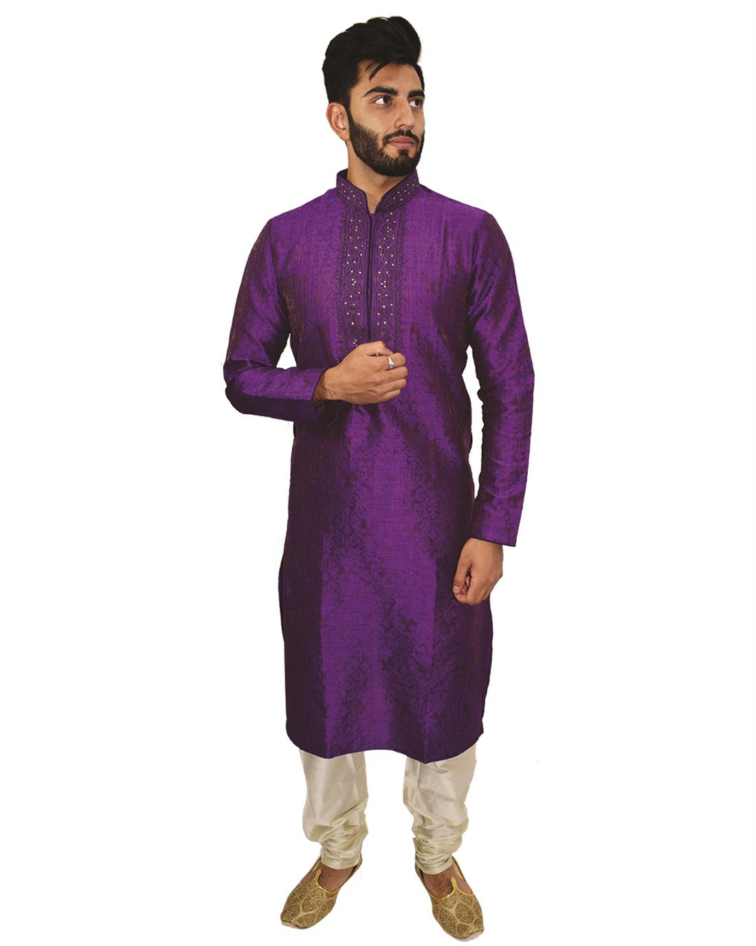 Purple Mens Kurta Pajama