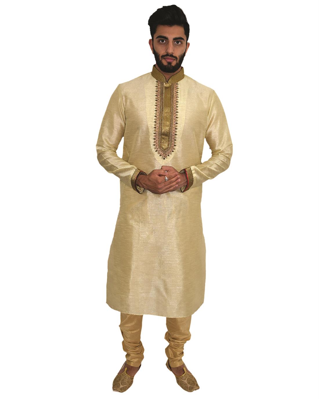 Beige Mens Kurta Pajama