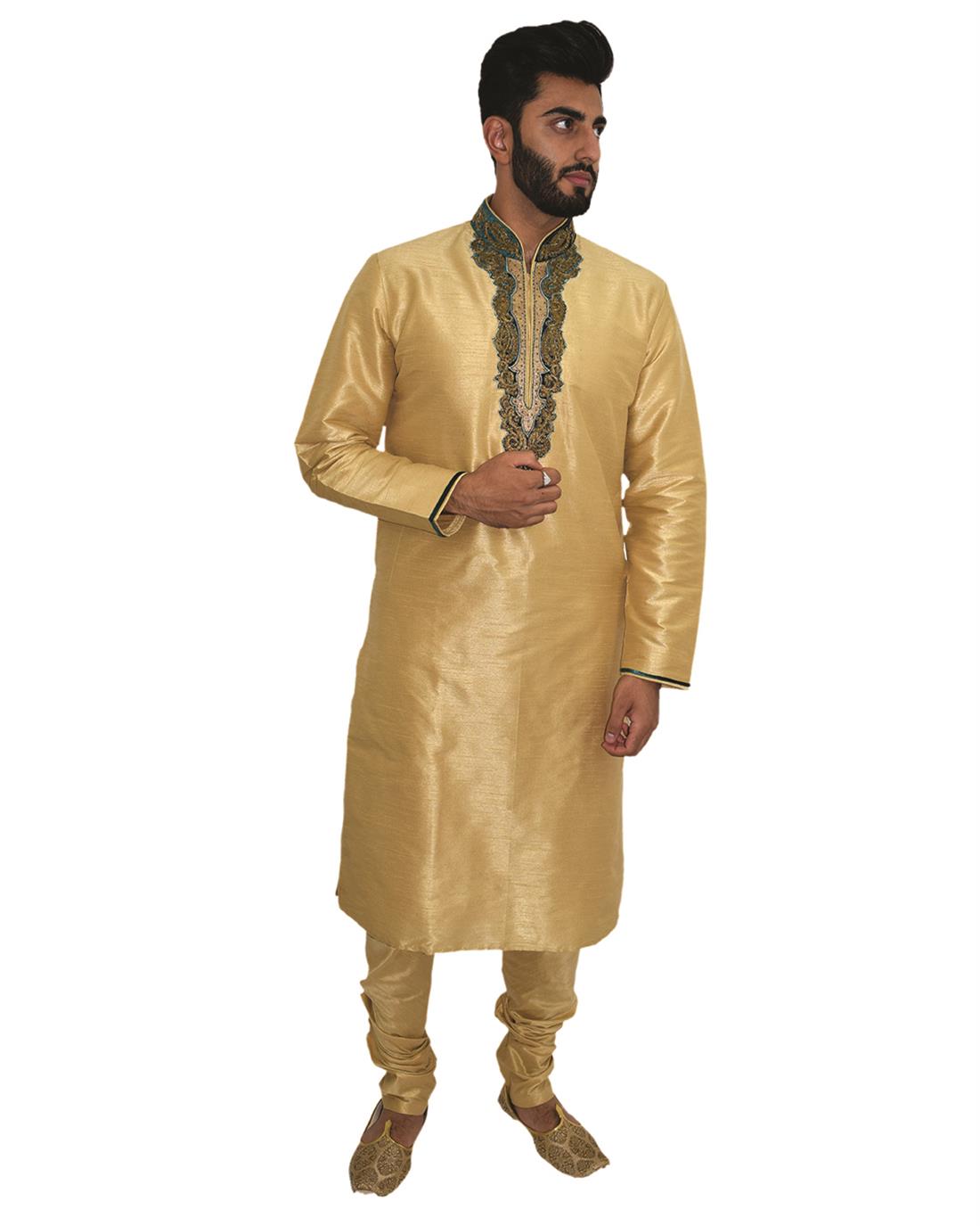 Gold Mens Kurta Pajama
