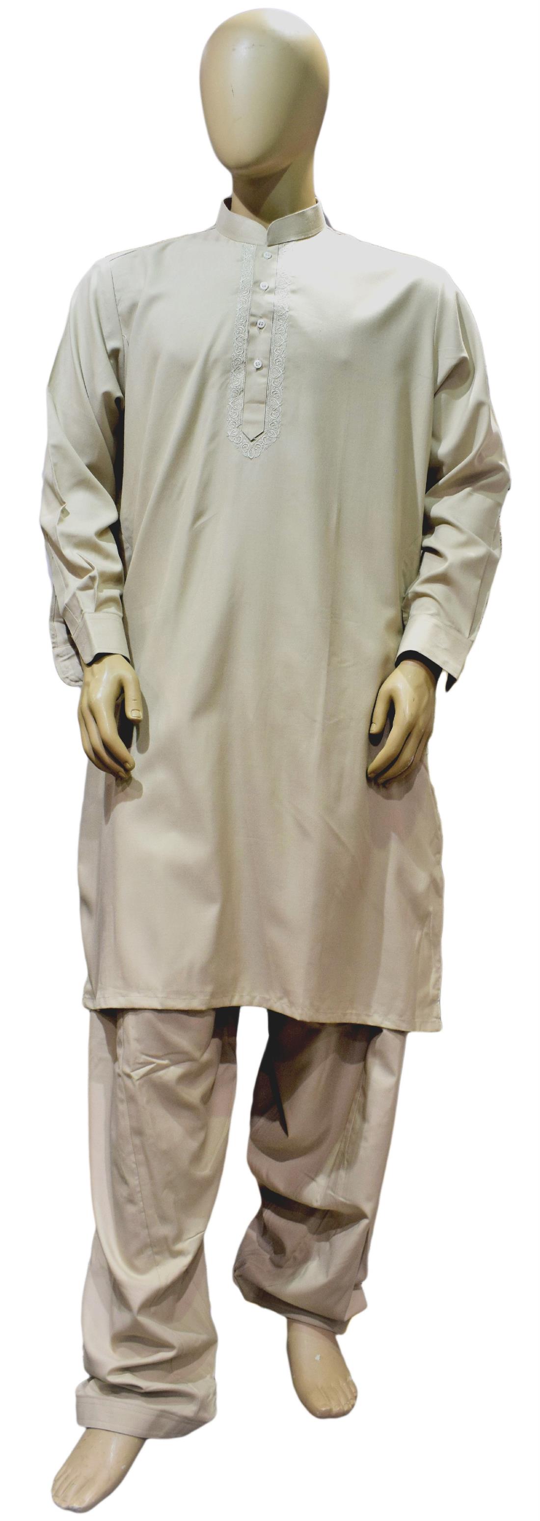 Fawn Embroidered Mens Shalwar Kameez