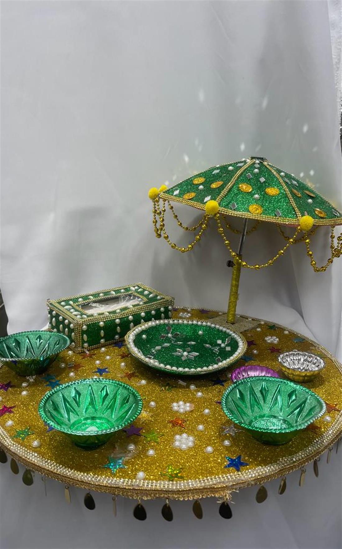 Gold & Green Mehndi Plates