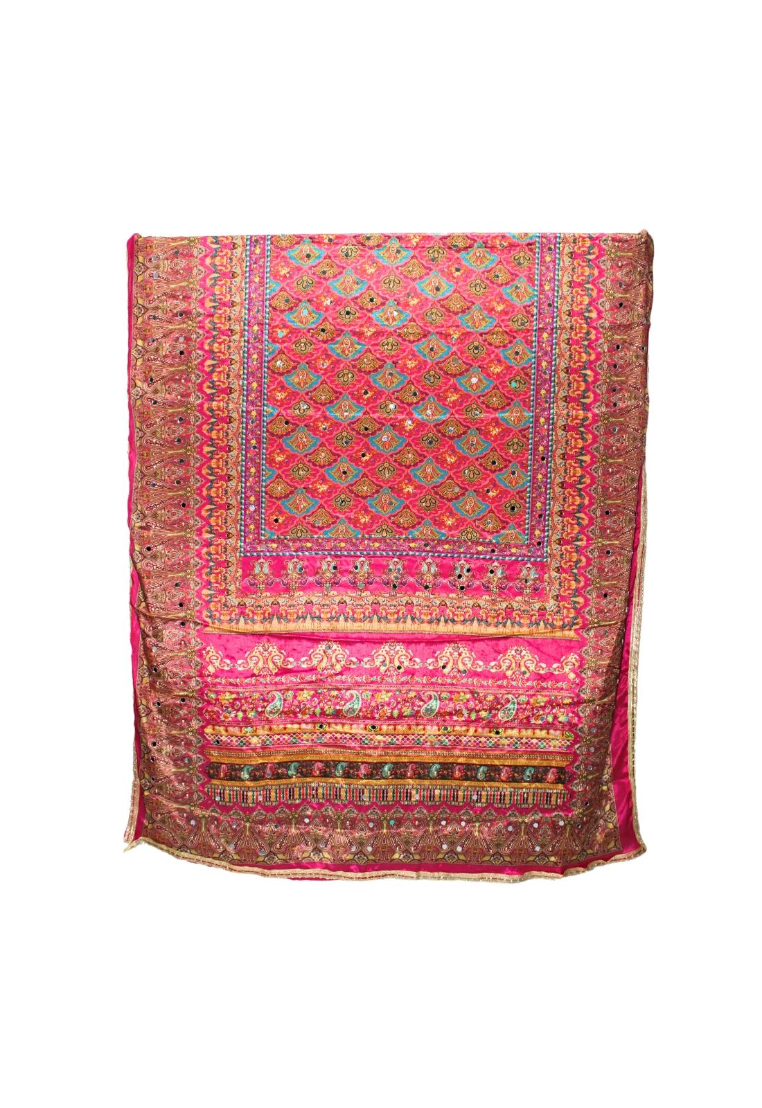 Multicoloured Mirror Work Satin Shawls and Scarves