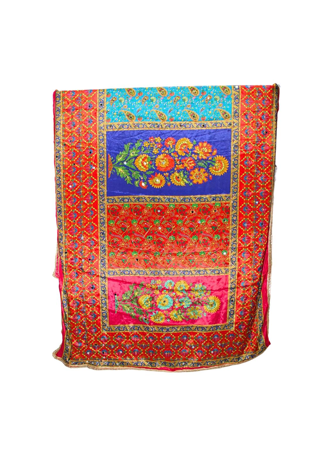 Multicolour Mirror Work Satin Shawls and Scarves