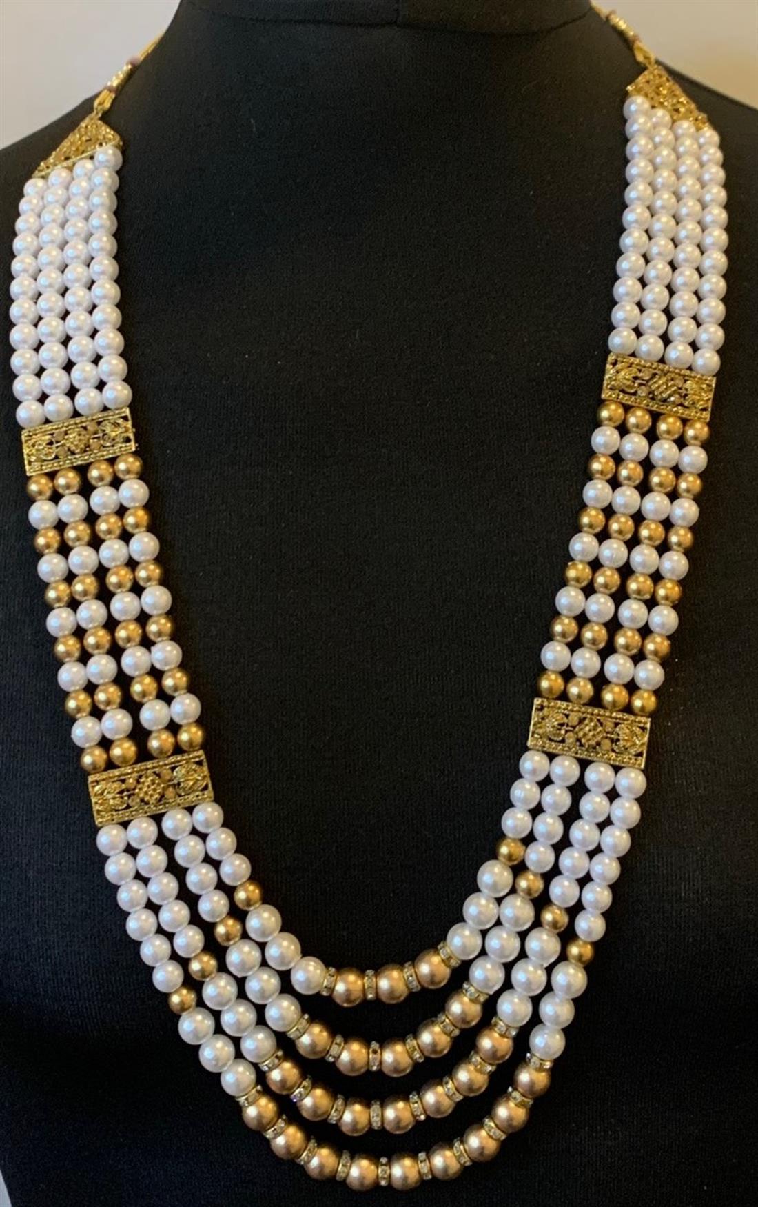 Ivory & Gold Beaded Mens Accessories