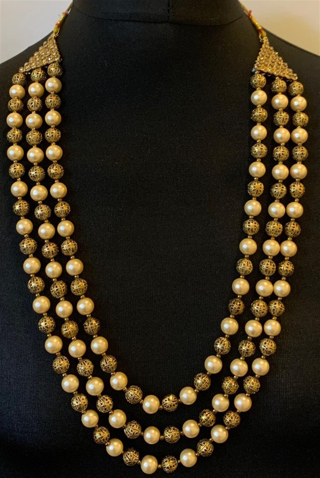 Cream Beaded Mens Accessories