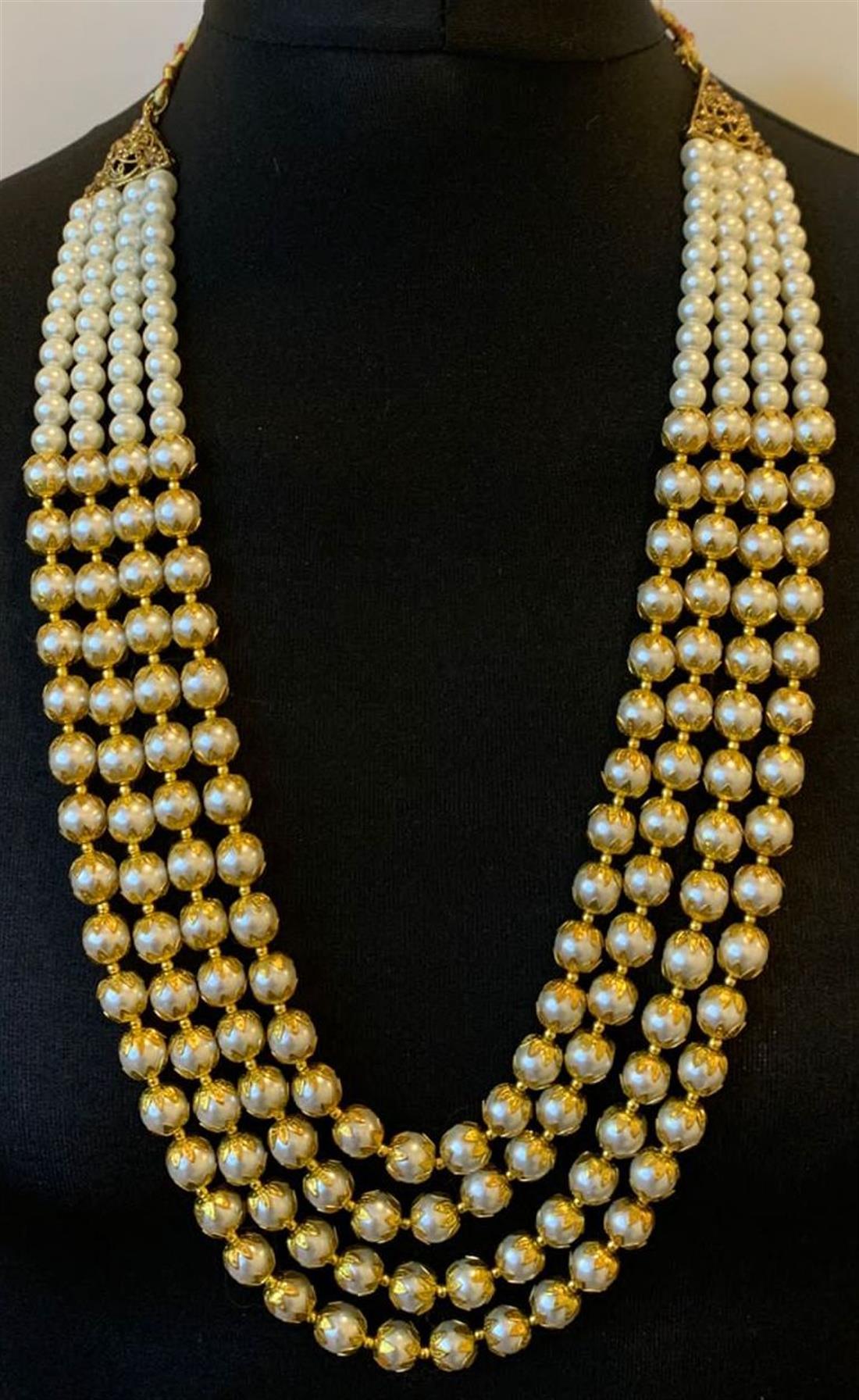 Ivory & Gold Beaded Mens Accessories