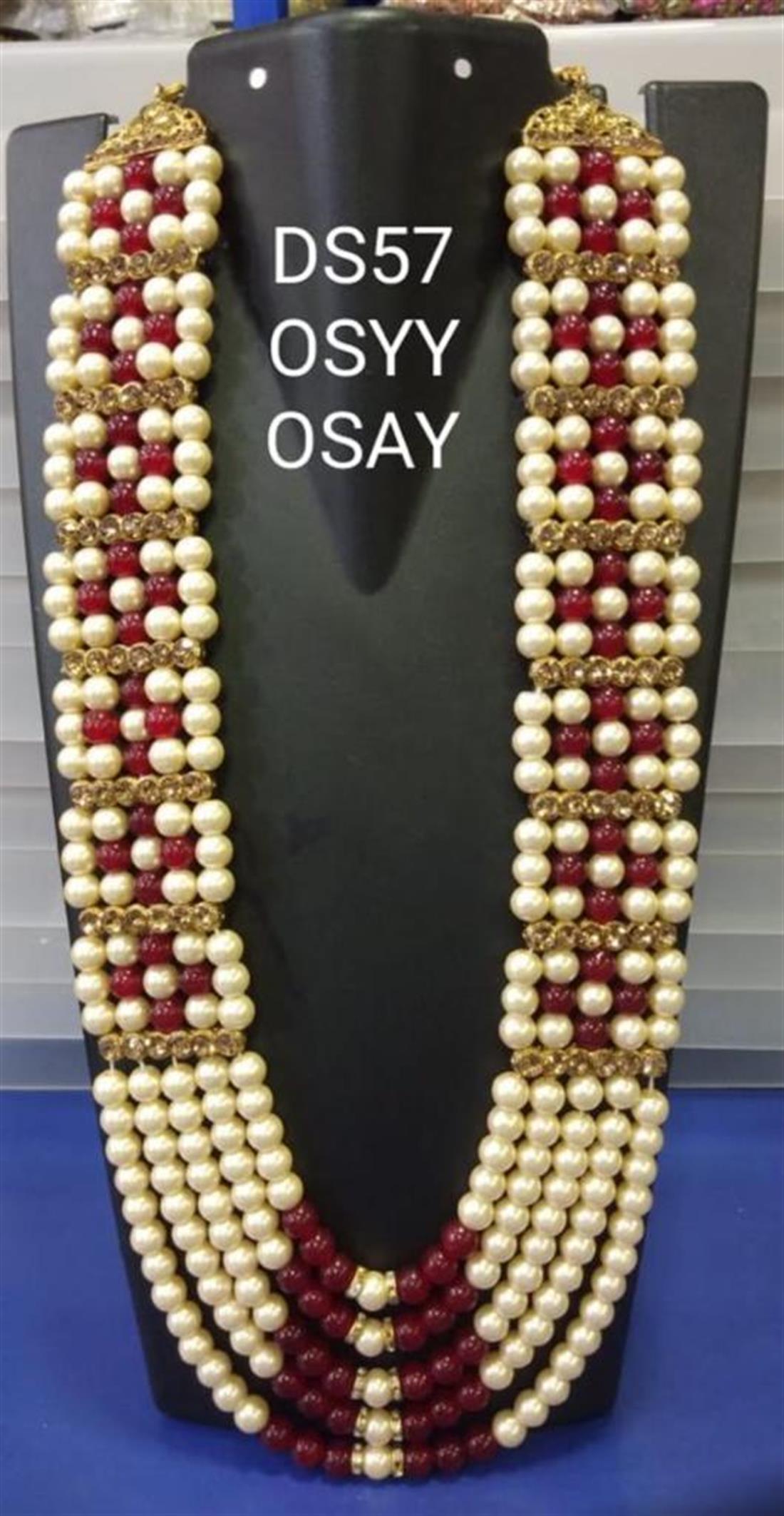 Cream & Maroon Beaded Mens Accessories
