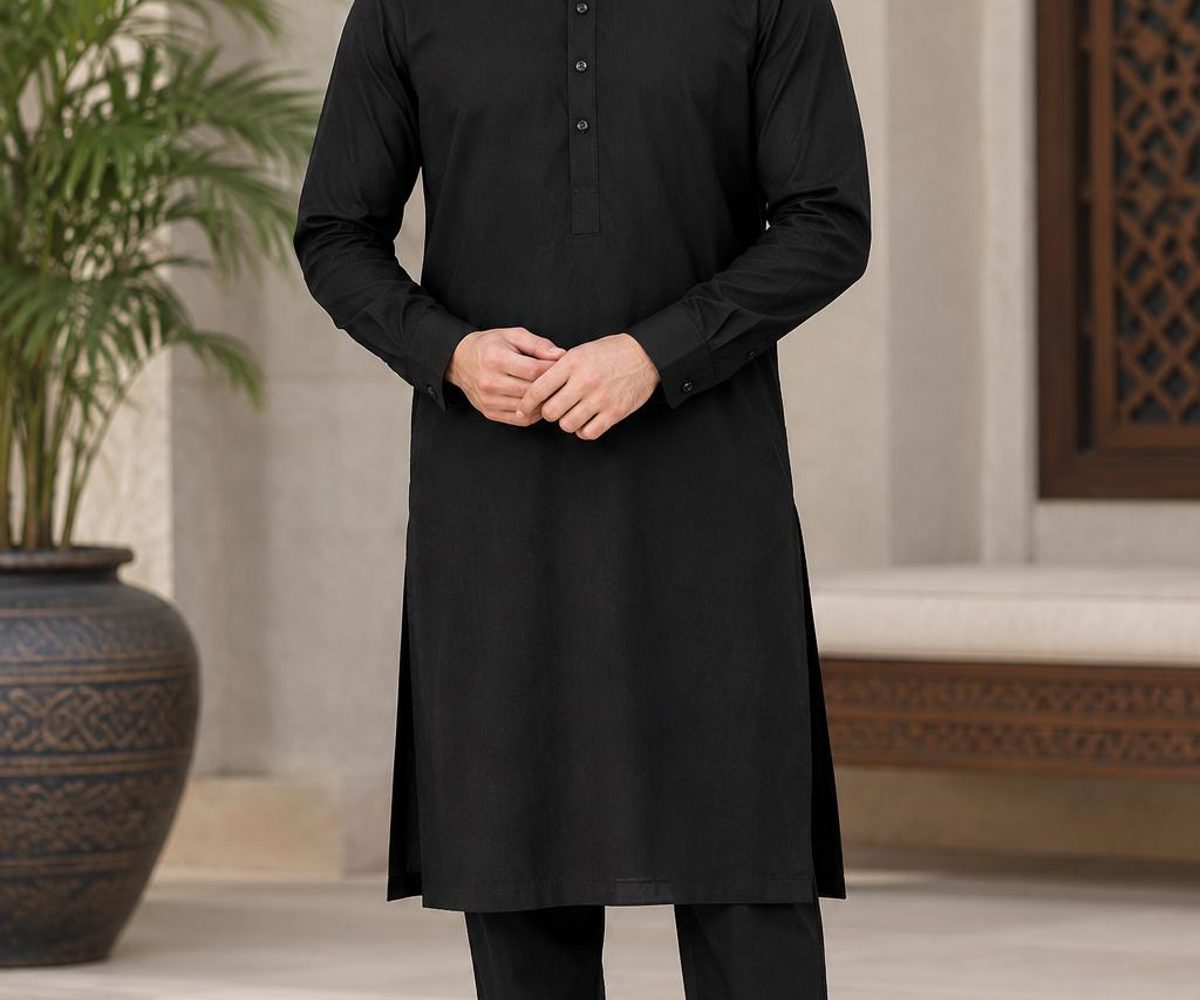 Black Mens Kurta Pajama