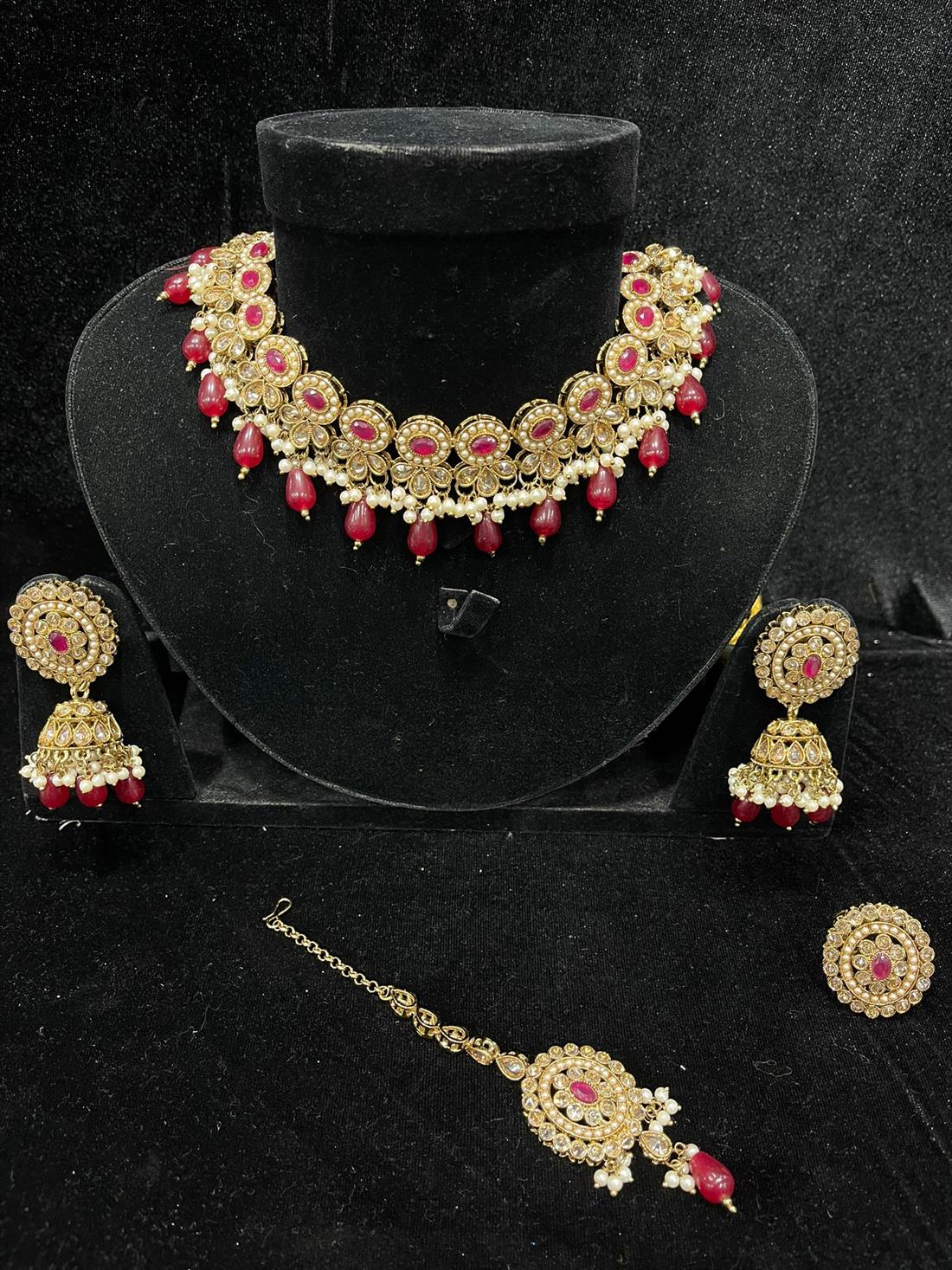 Maroon & Gold Necklace Sets