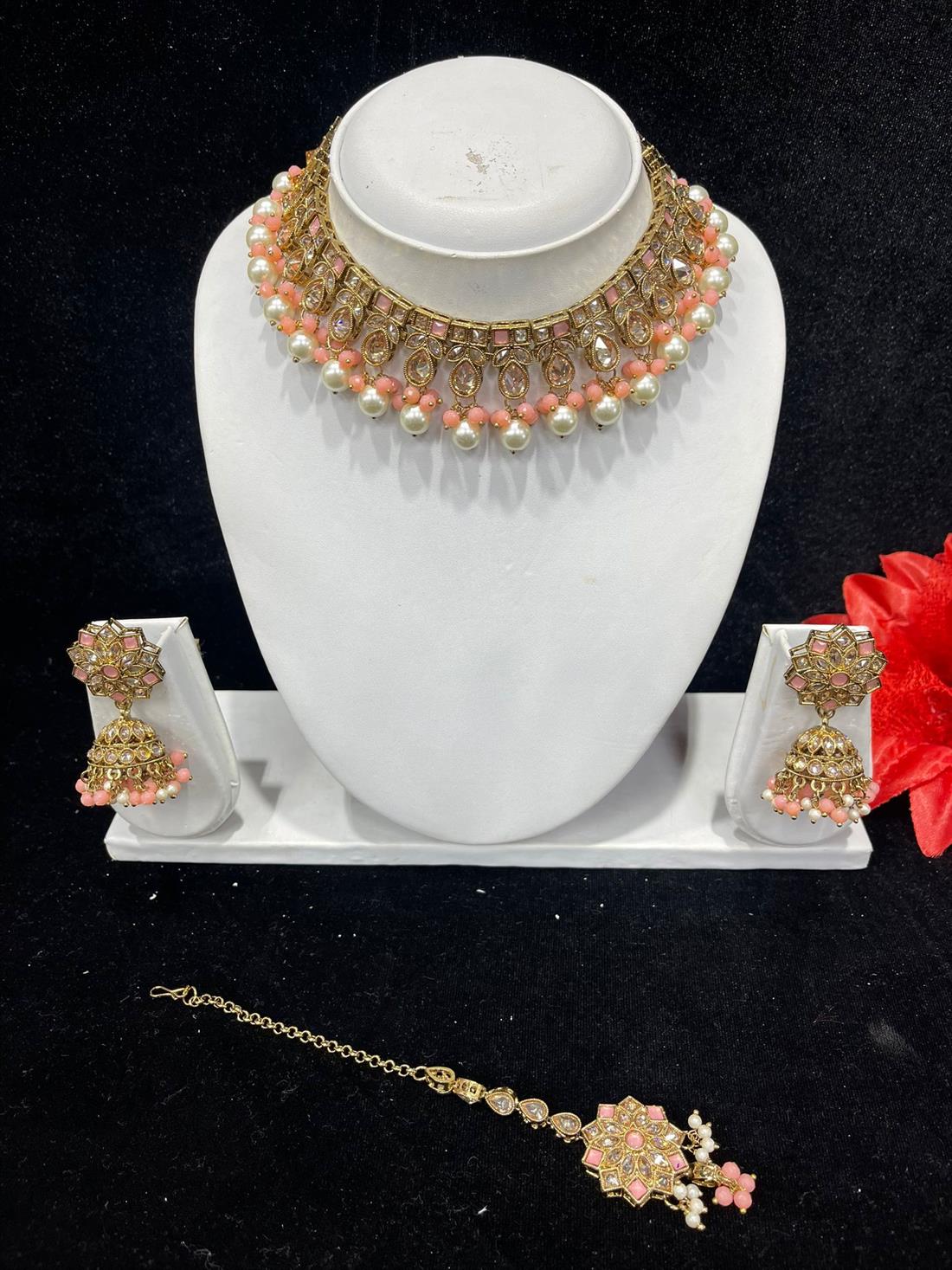 Peach & Gold Necklace Sets