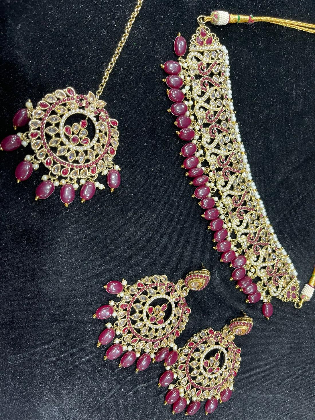 Maroon & Gold Necklace Sets