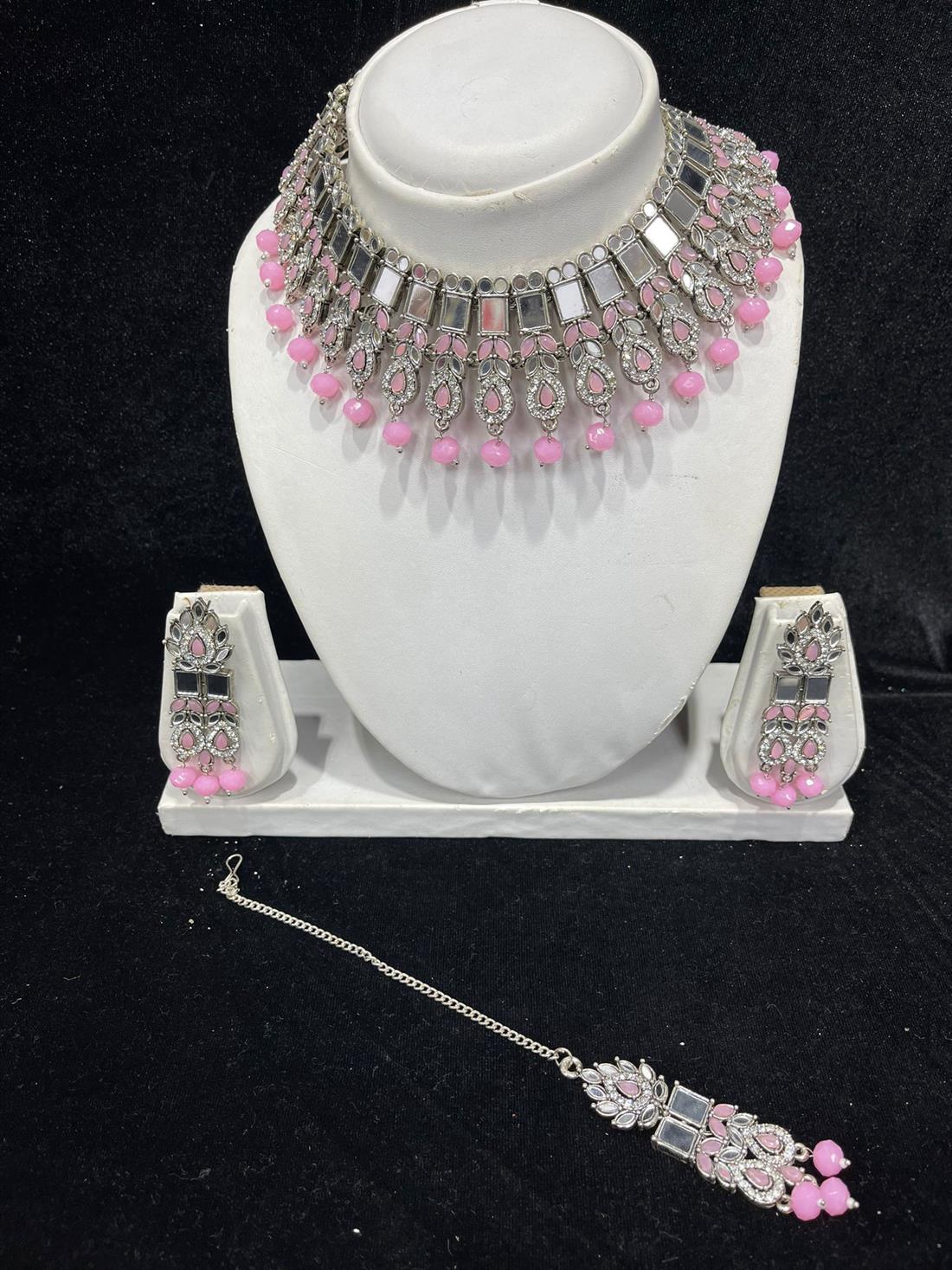Pink & Silver Necklace Sets