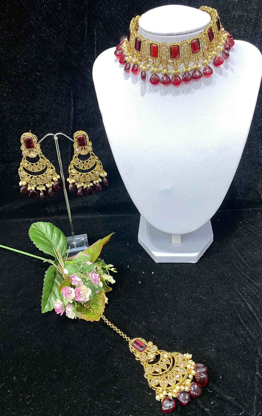 Maroon & Gold Necklace Sets