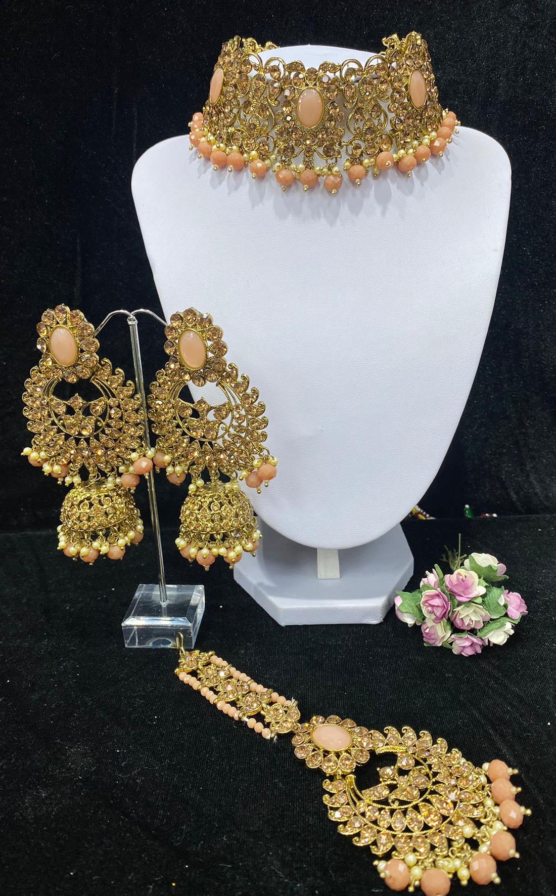 Gold & Peach Necklace Sets