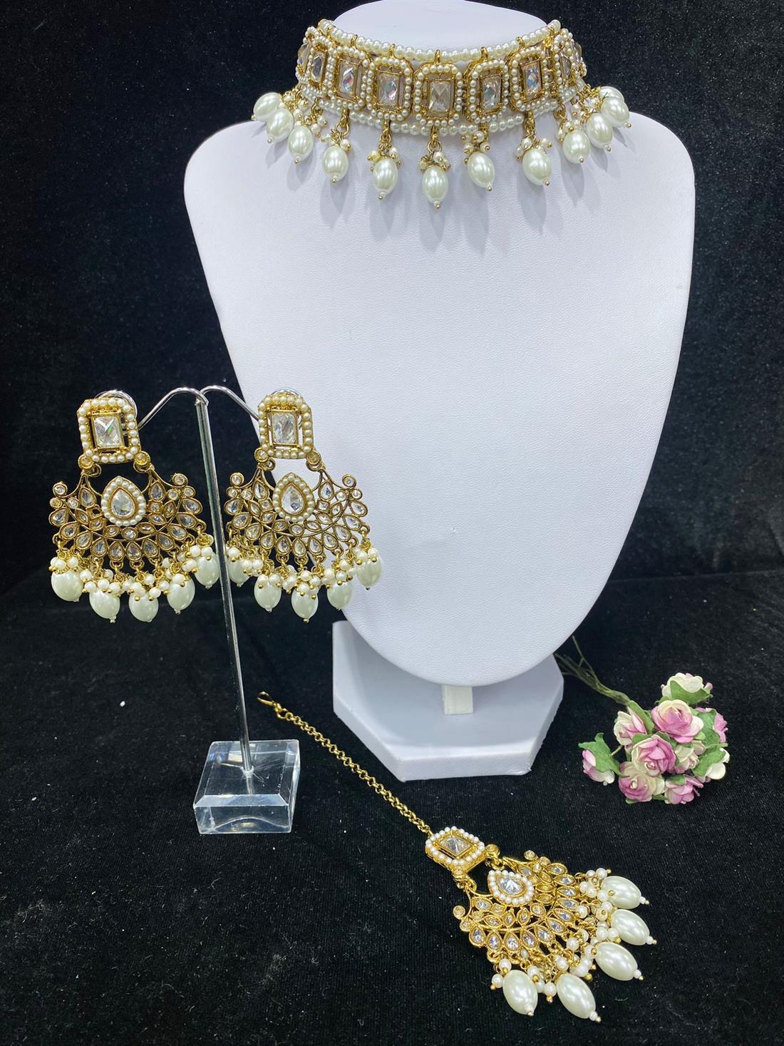 Gold & White Necklace Sets