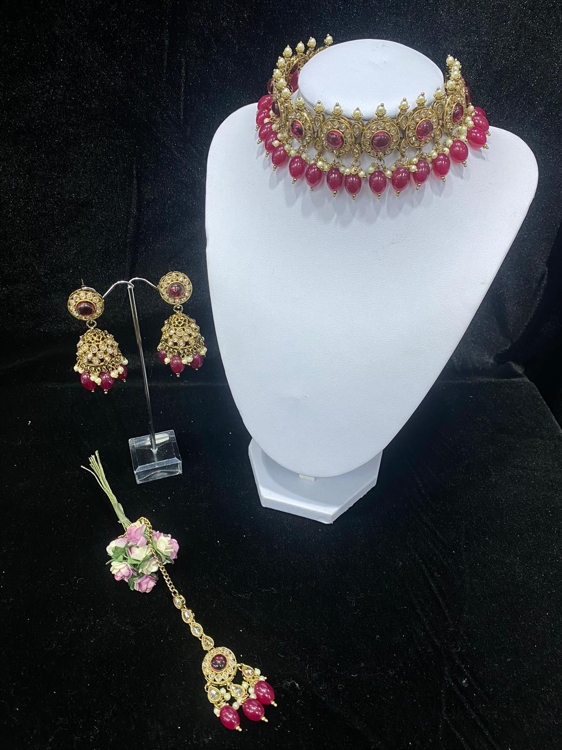 Burgandy & Gold Necklace Sets