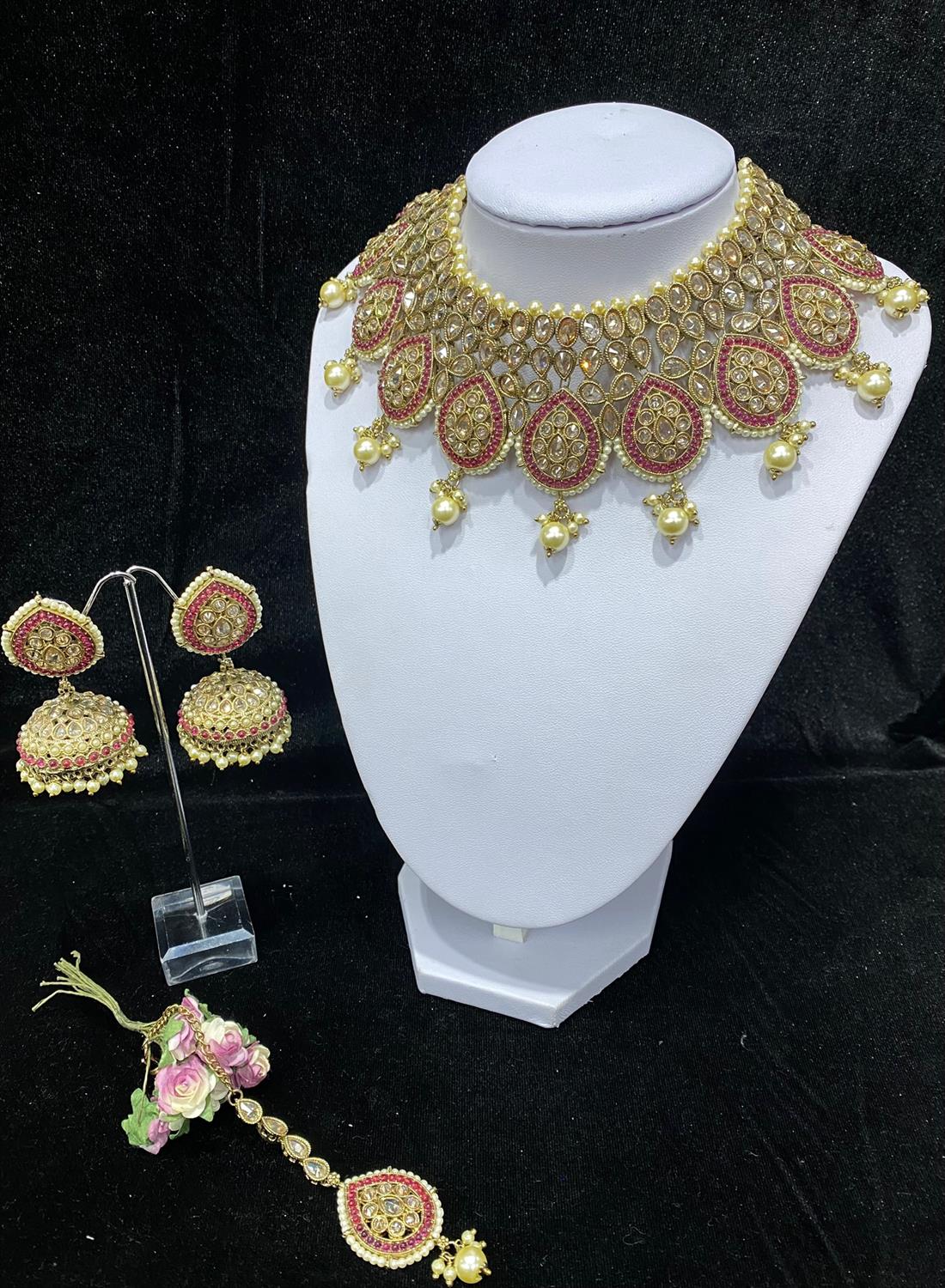 Maroon & Gold Necklace Sets