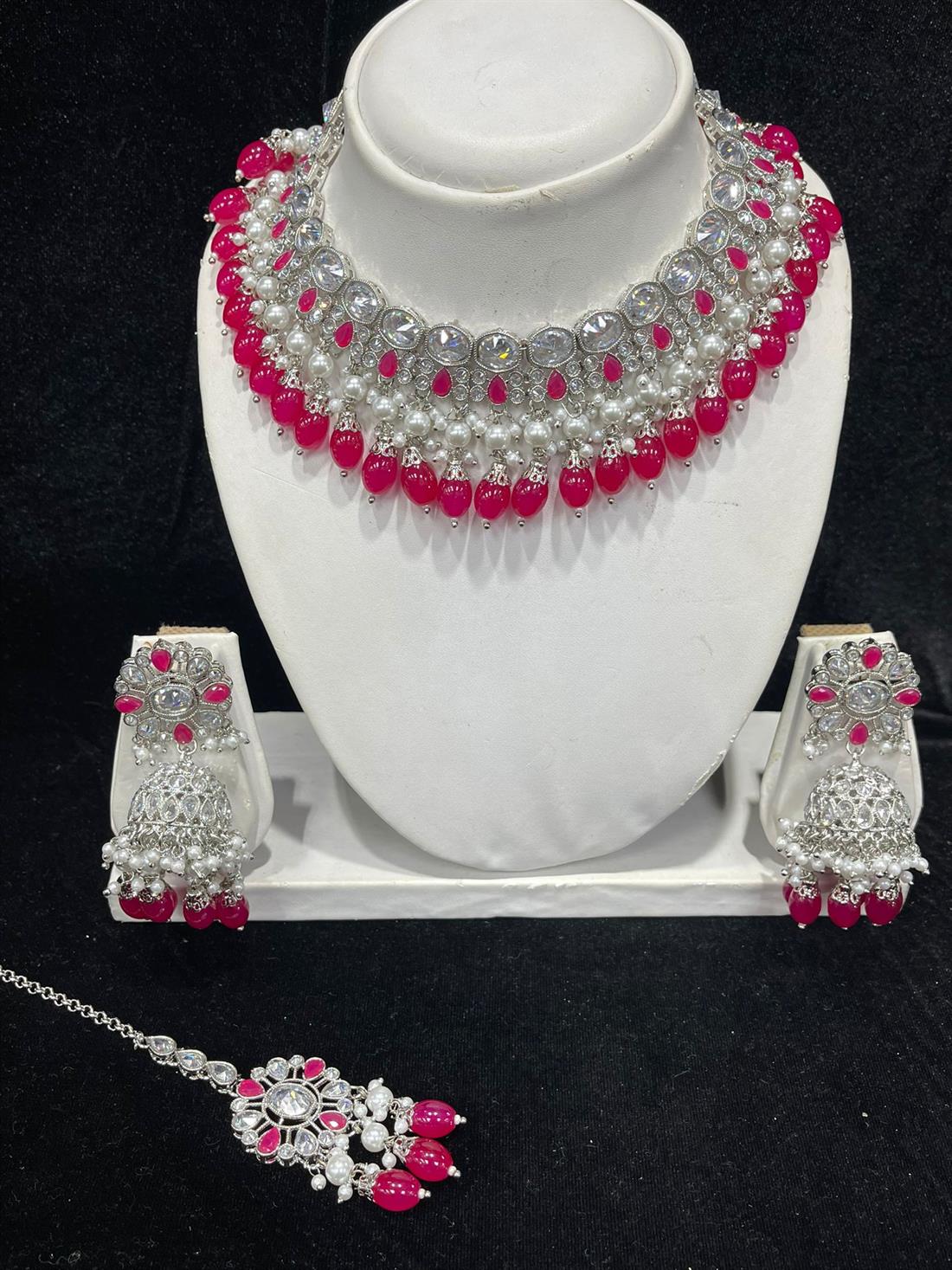 Pink & Silver Necklace Sets