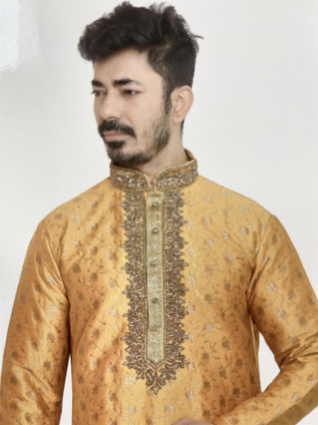Brocade kurta pyjama with embroidery