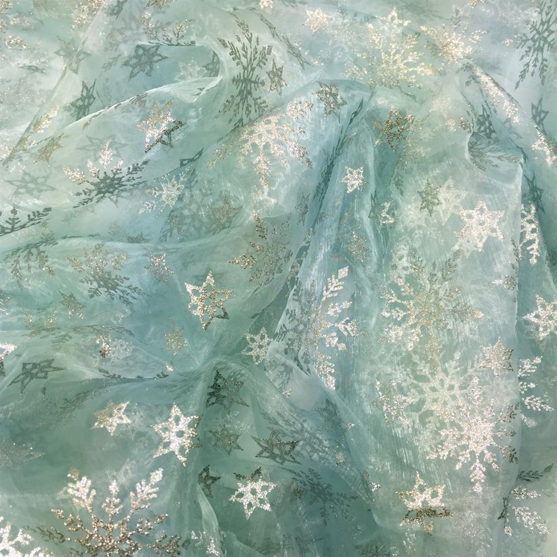Blue Printed Organza Organzas