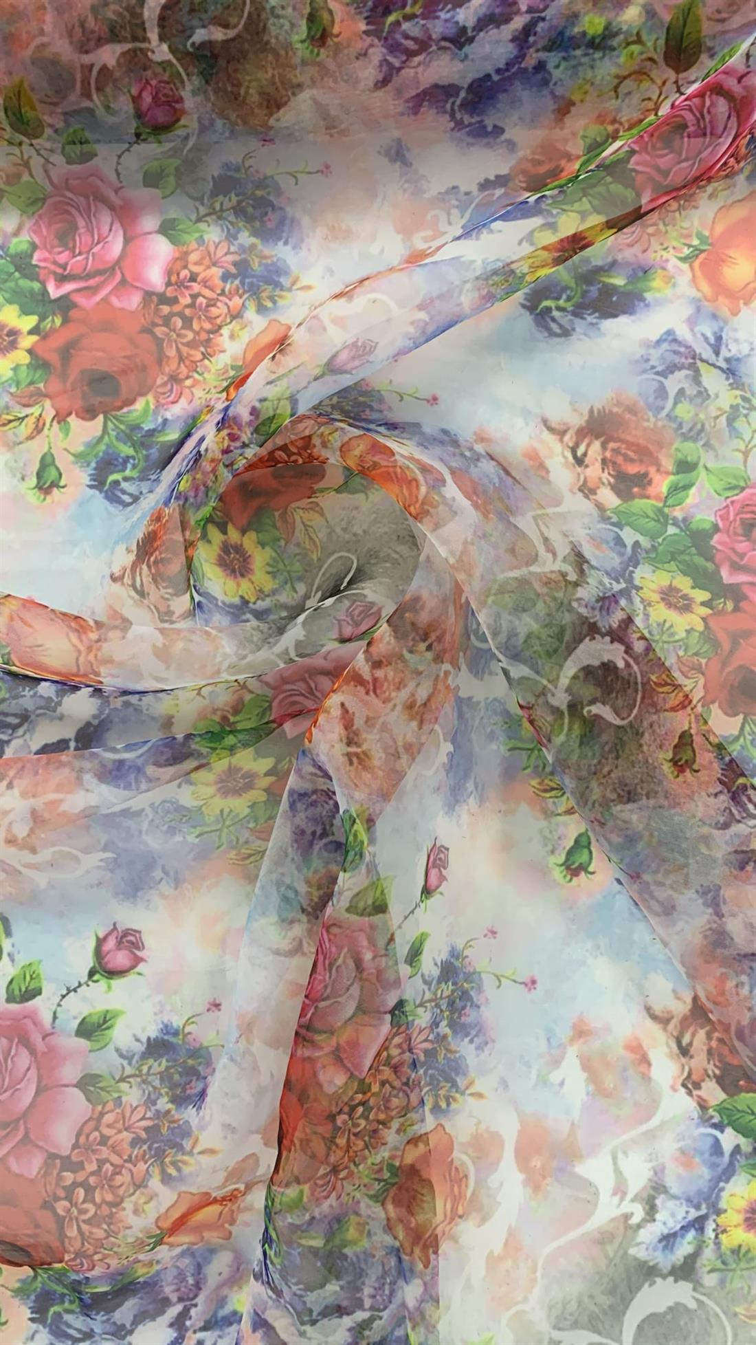 Multicolour Coloured Printed Organza Organzas