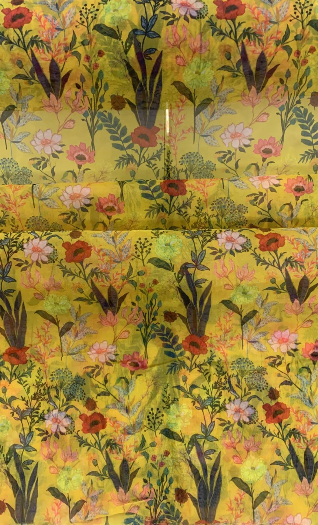 Multicolour Coloured Printed Organza Organzas
