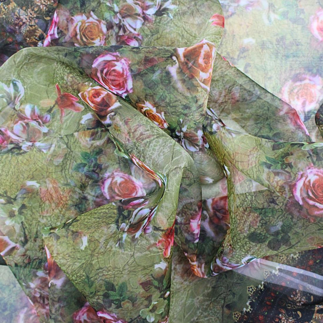 Multicolour Coloured Printed Organza