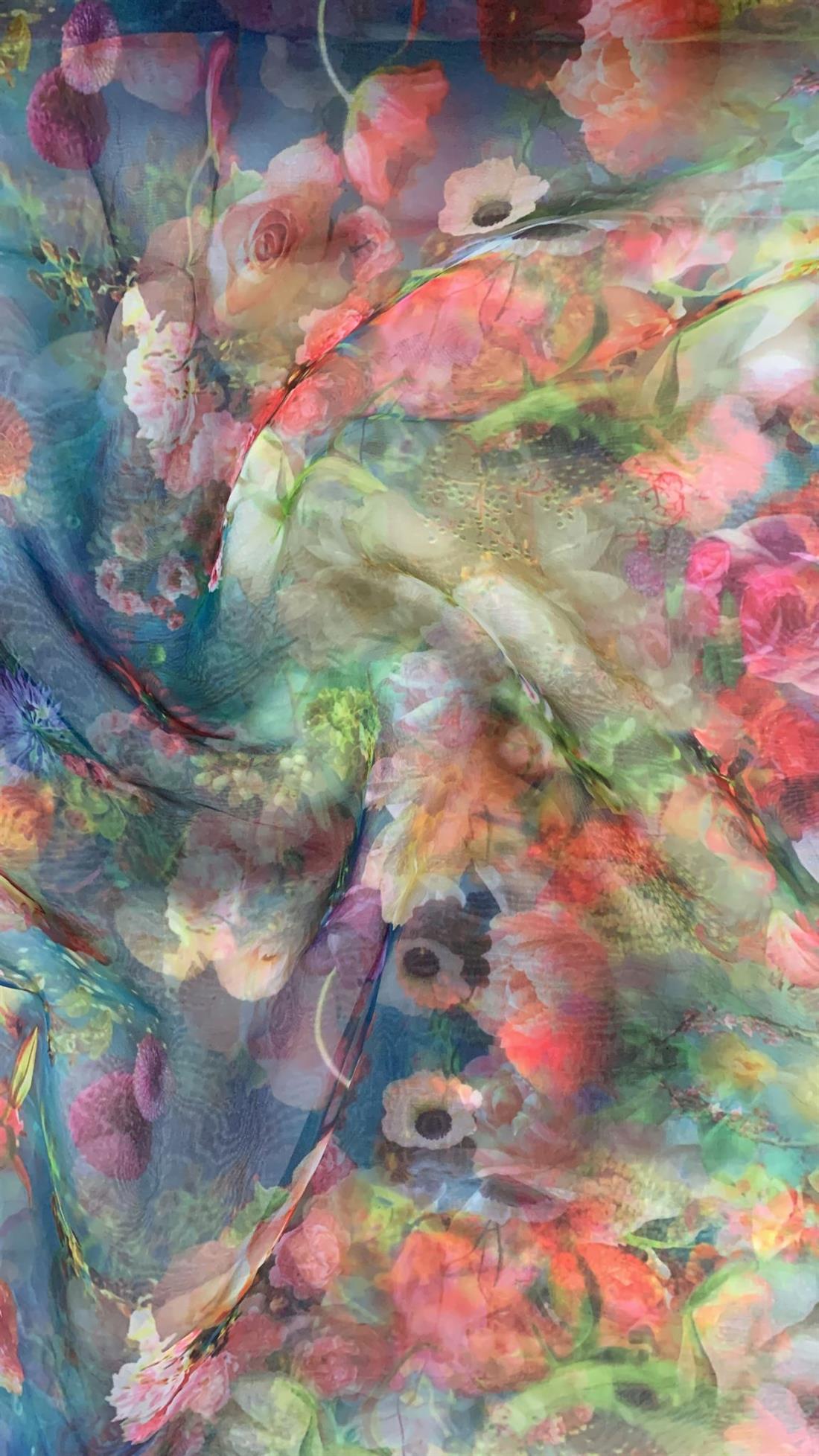 Multicolour Coloured Printed Organza