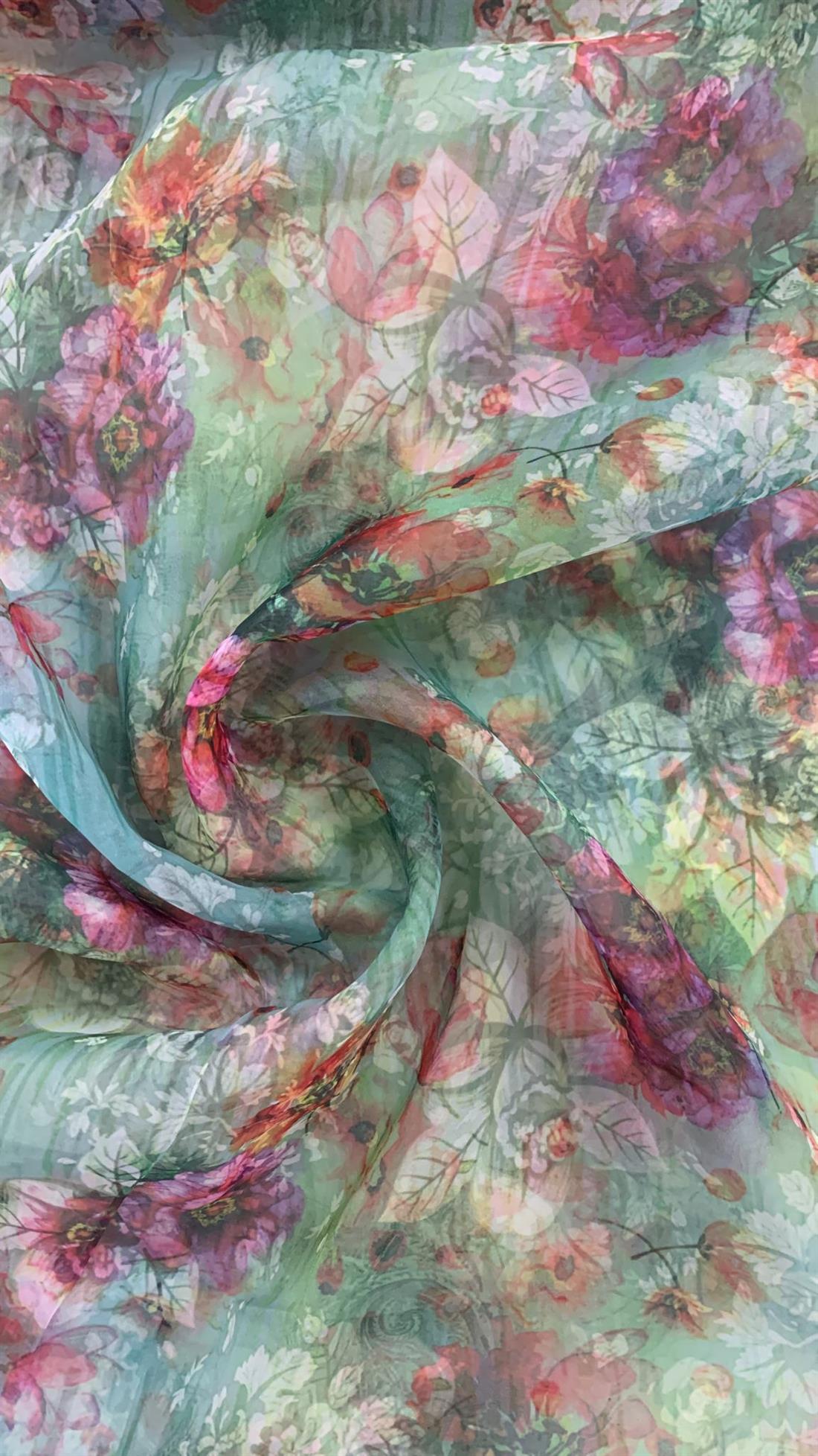 Multicolour Coloured Printed Organza Organzas