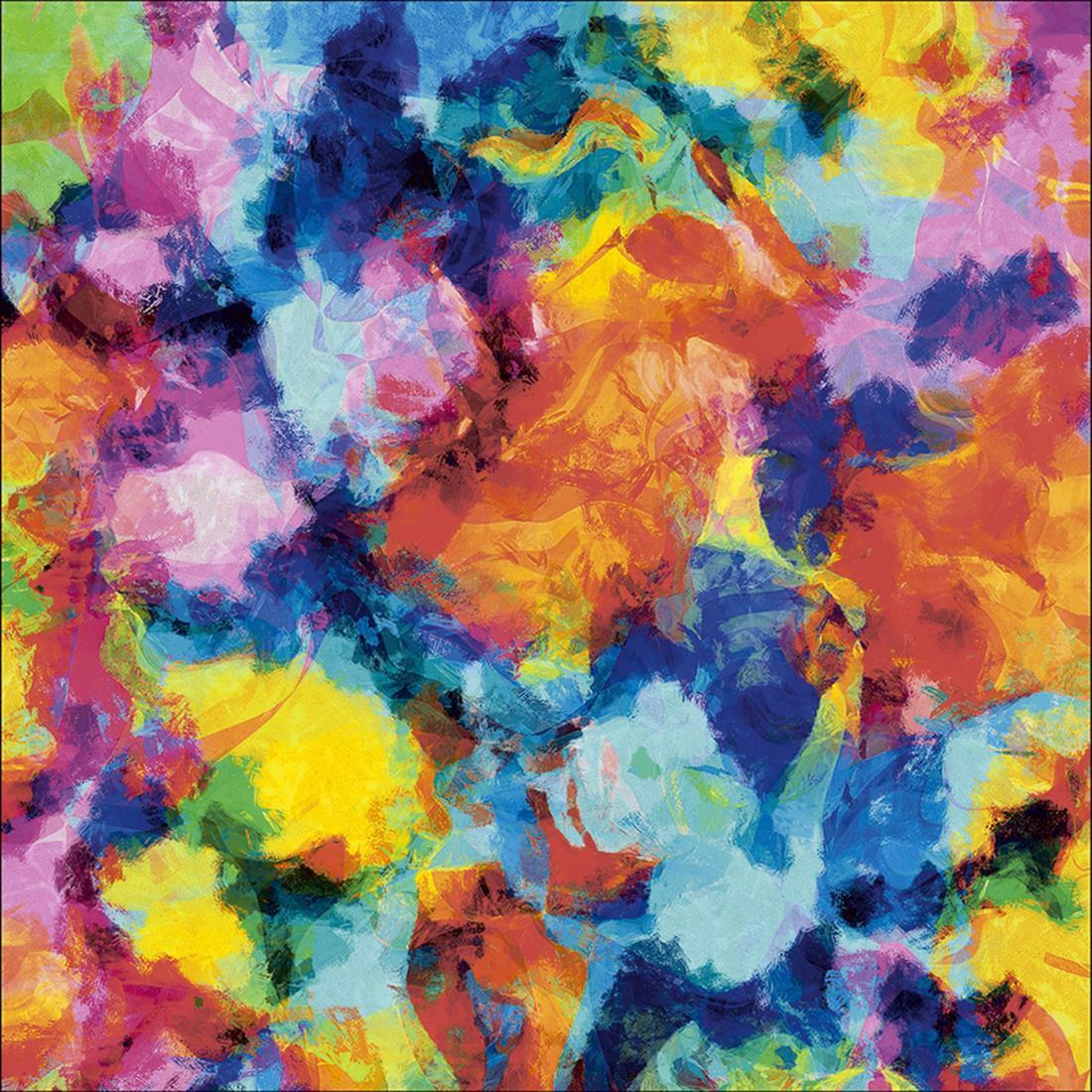 Multicolour Digital Print Linen Rainbow Explosion