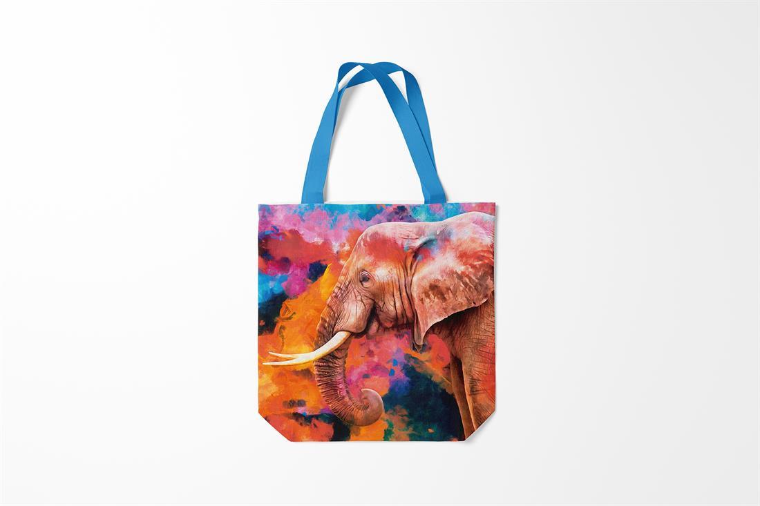 Multicolour Digital Print Linen Elephant