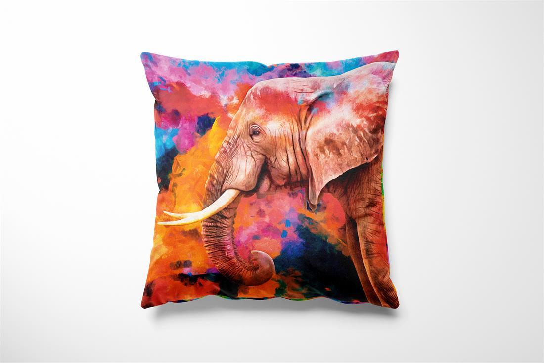 Multicolour Digital Print Linen Elephant