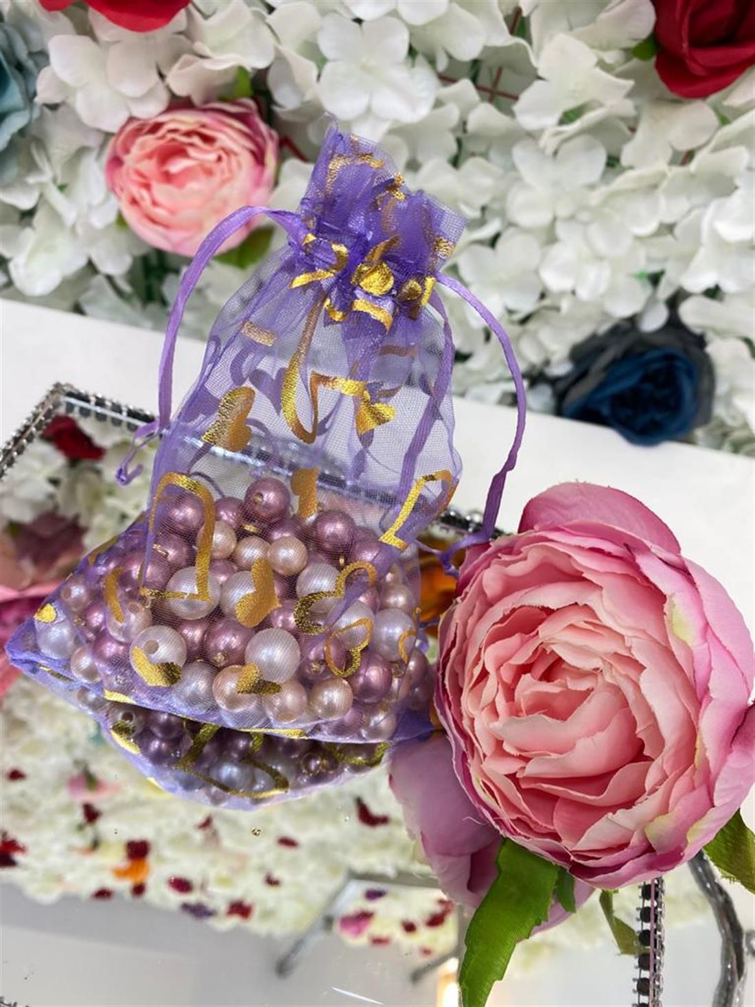 Lilac Printed Organza Party Shop