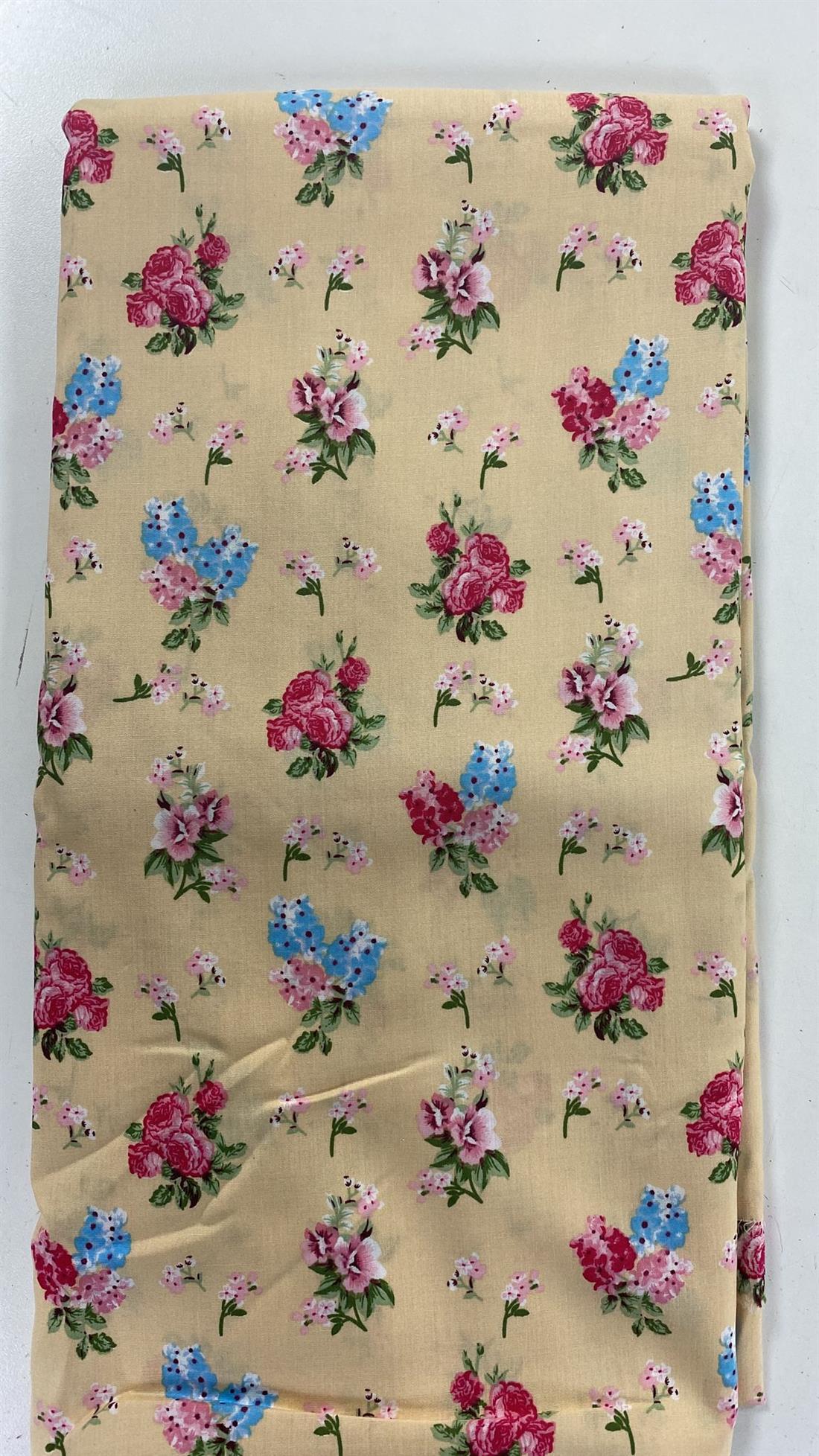 Multicolour & Gold Printed Unstitched Fabric