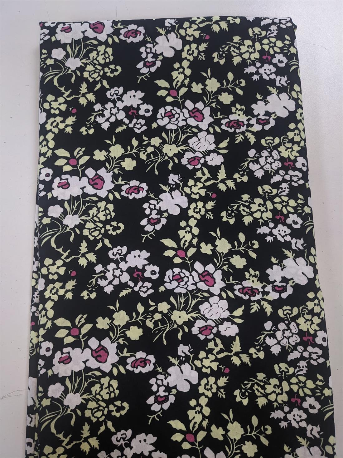 Multicolour & Black Printed Unstitched Fabric