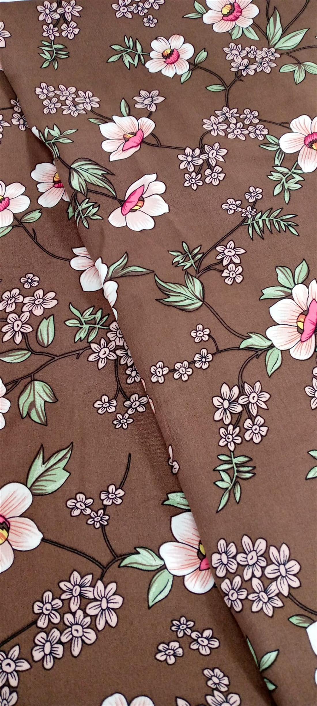 Brown Printed Viscose 2 Yards