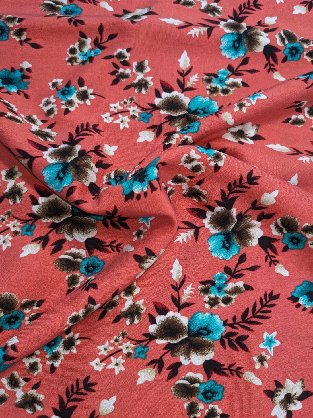 Orange Printed Viscose 2 Yards