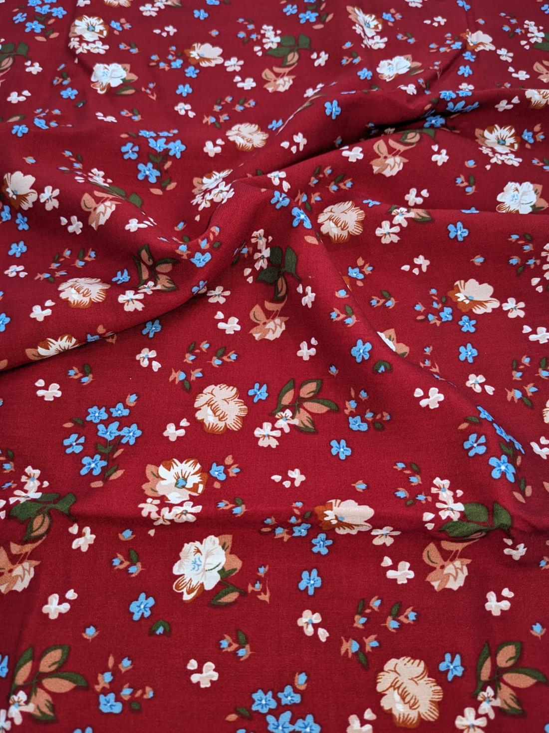 Red Printed Viscose 2 Yards