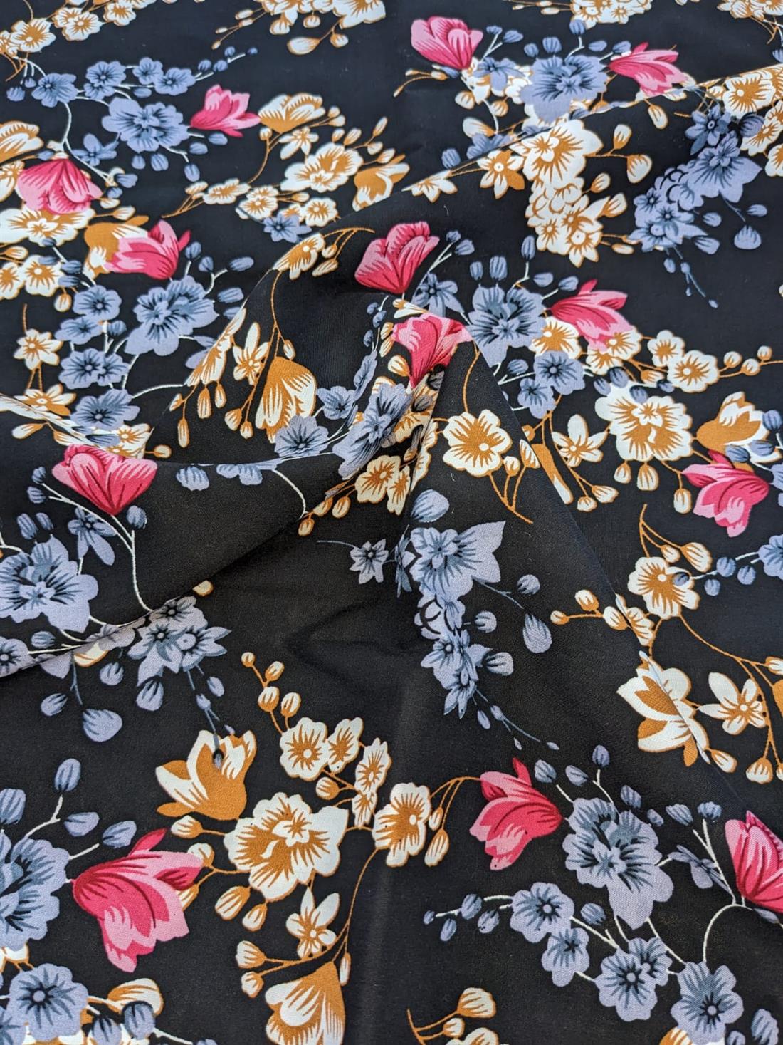 Black Printed Viscose 2 Yards