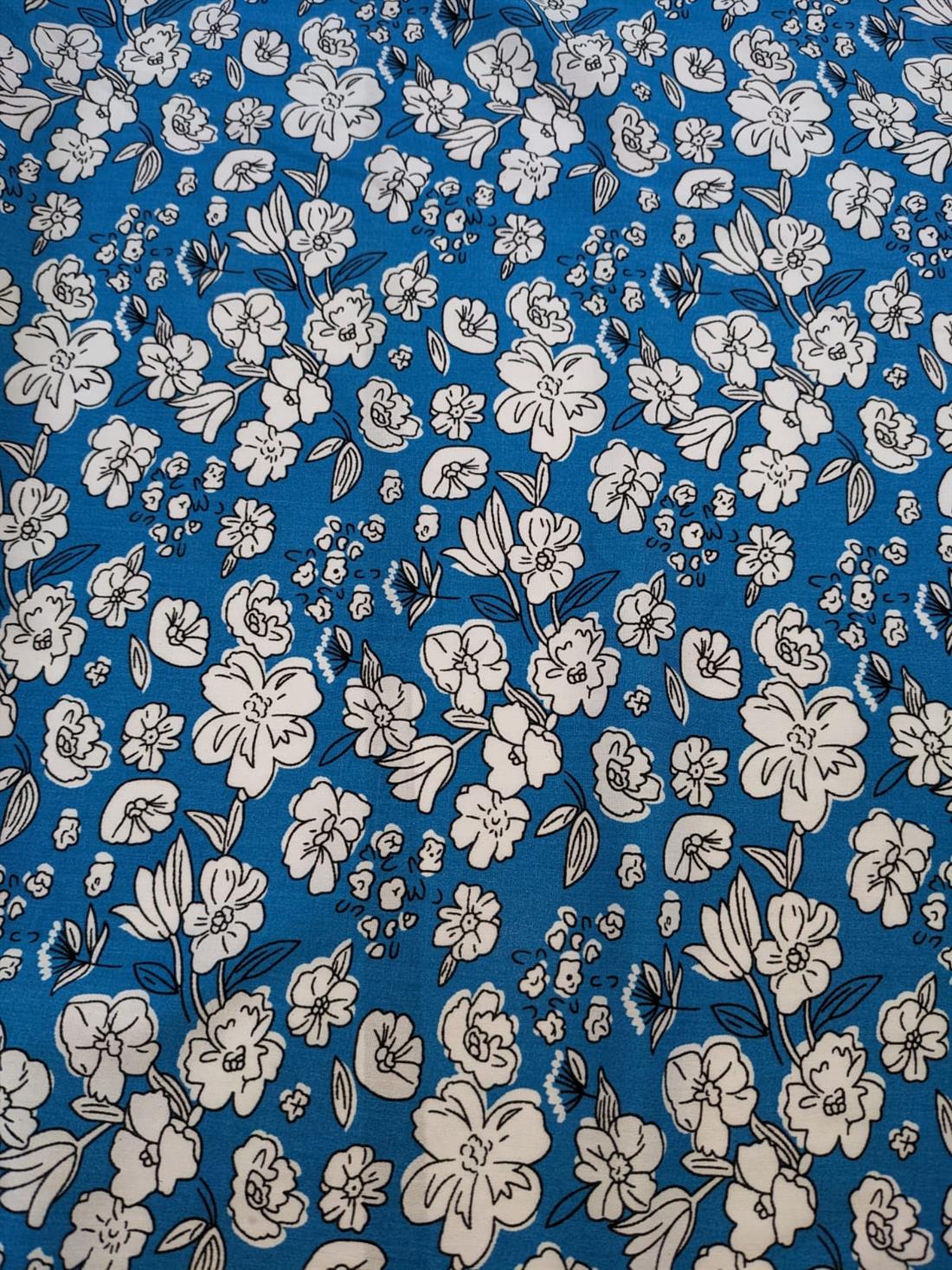 Blue Printed Viscose 2 Yards