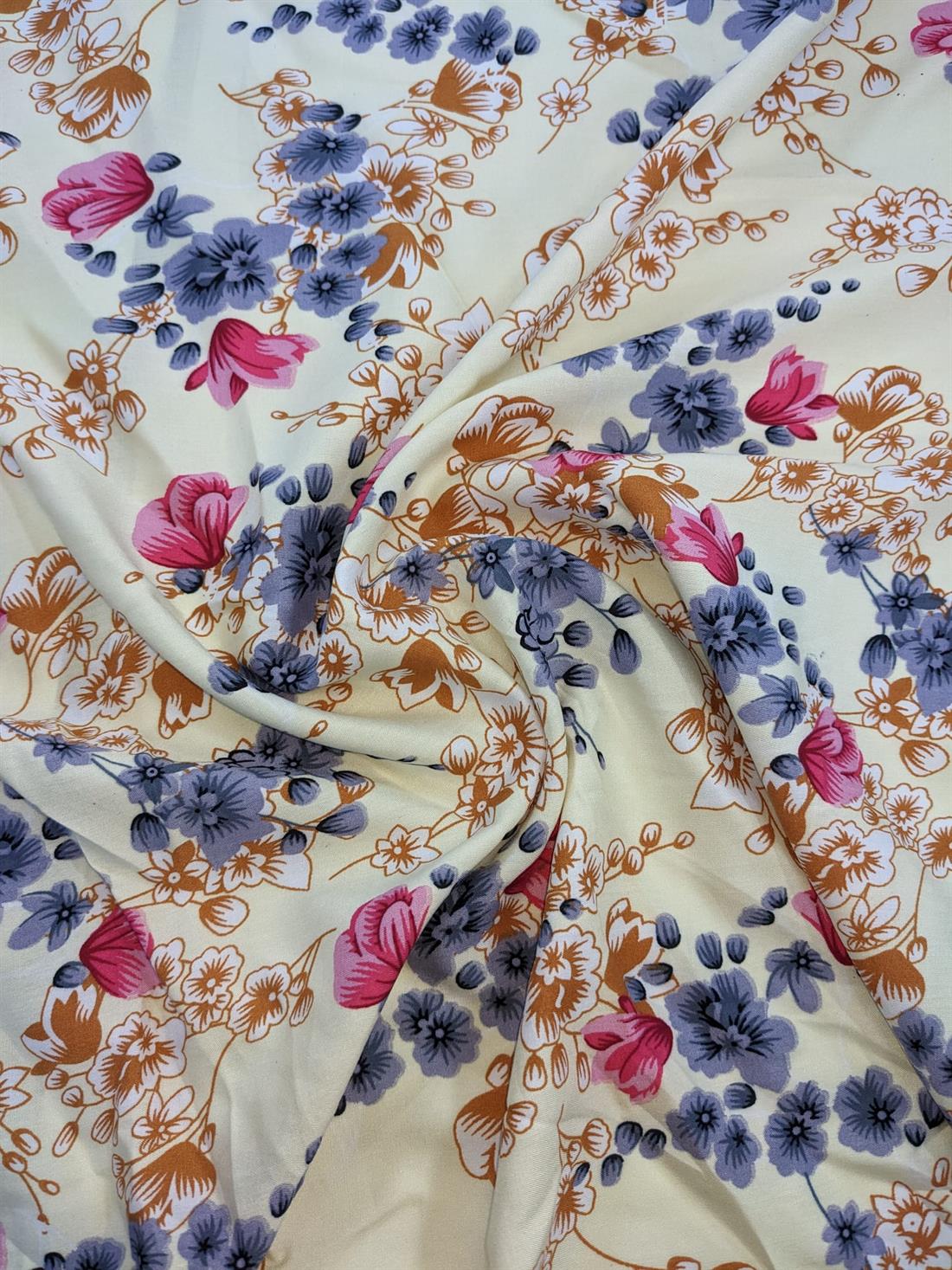 Cream Printed Viscose 2 Yards
