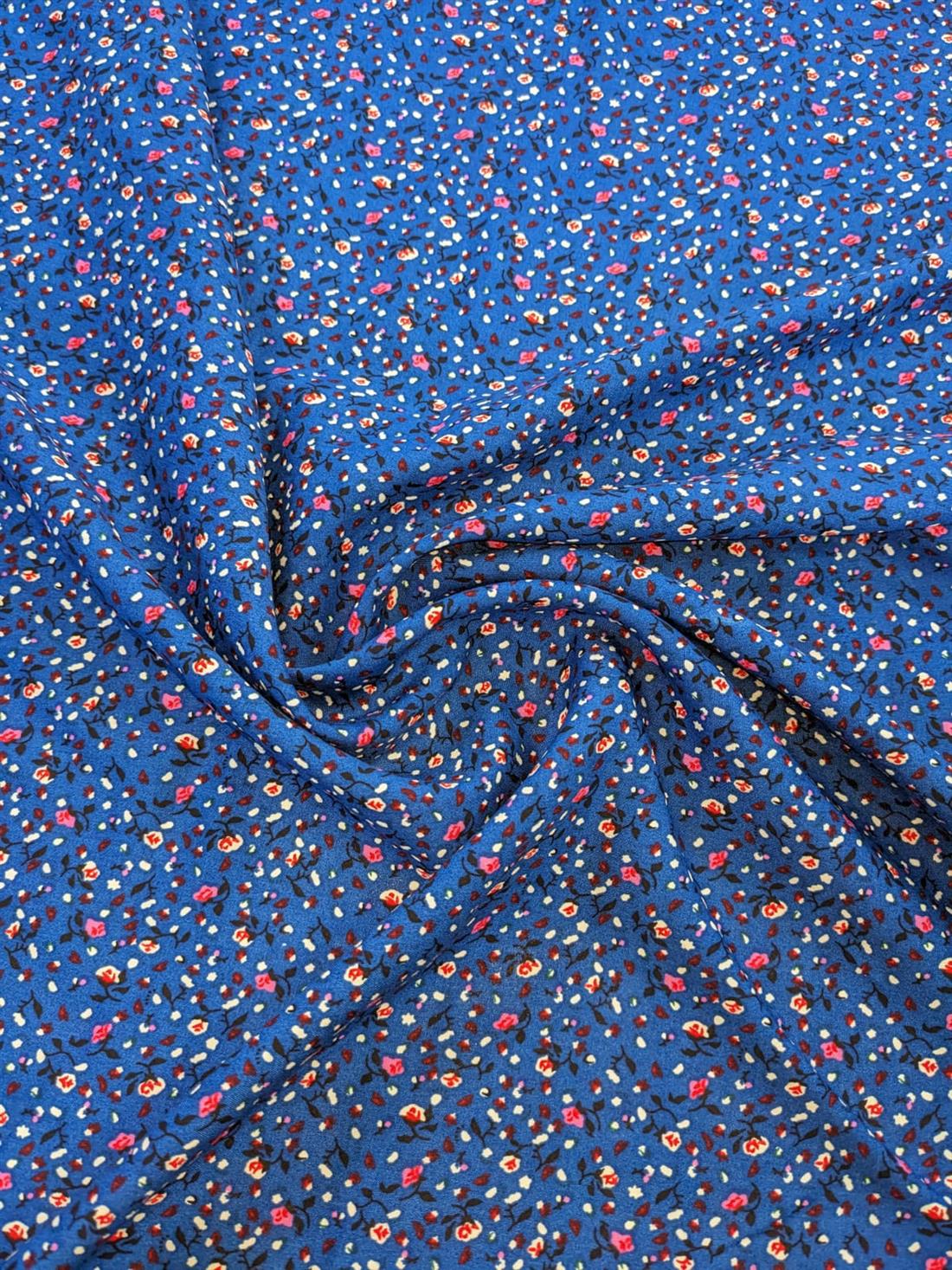 Blue Printed Viscose 2 Yards