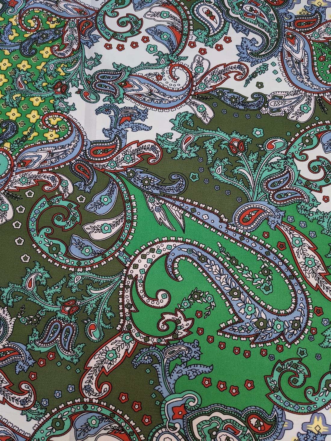 Green Printed Crepe 2 Yards