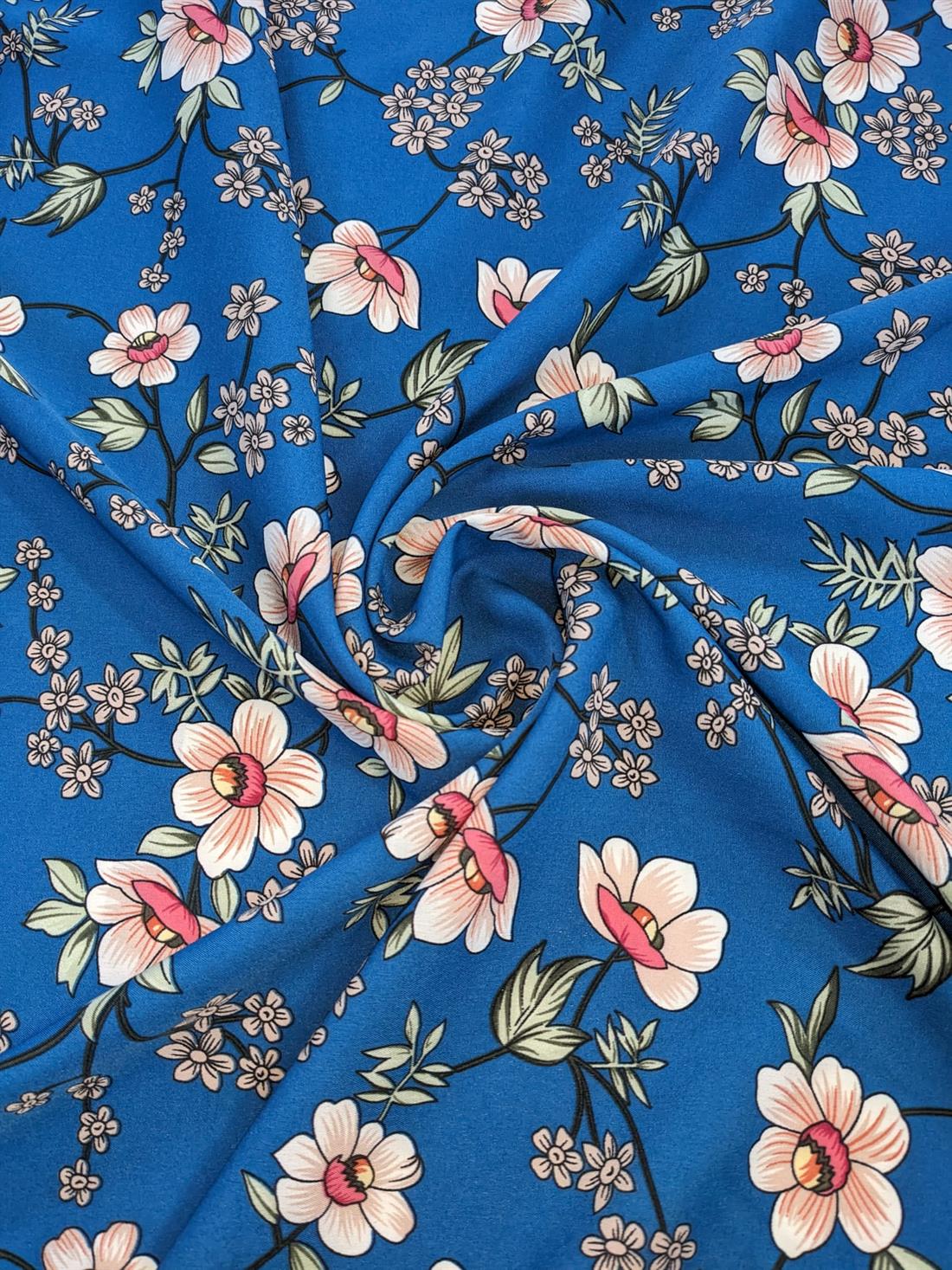 Blue Printed Crepe 2 Yards
