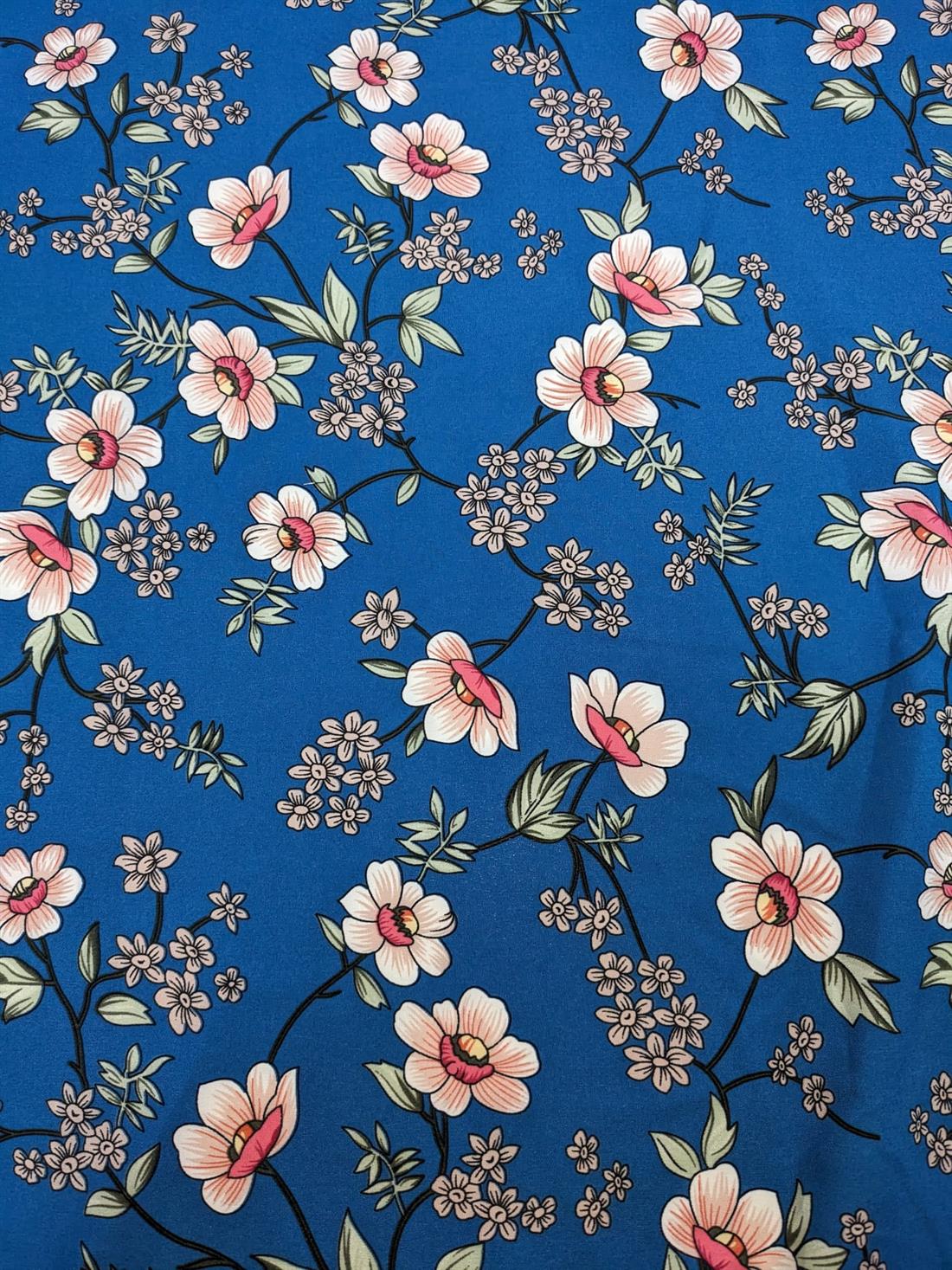 Blue Printed Crepe 2 Yards