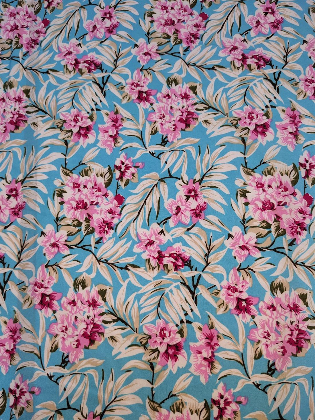 Sky Blue Printed Crepe 2 Yards