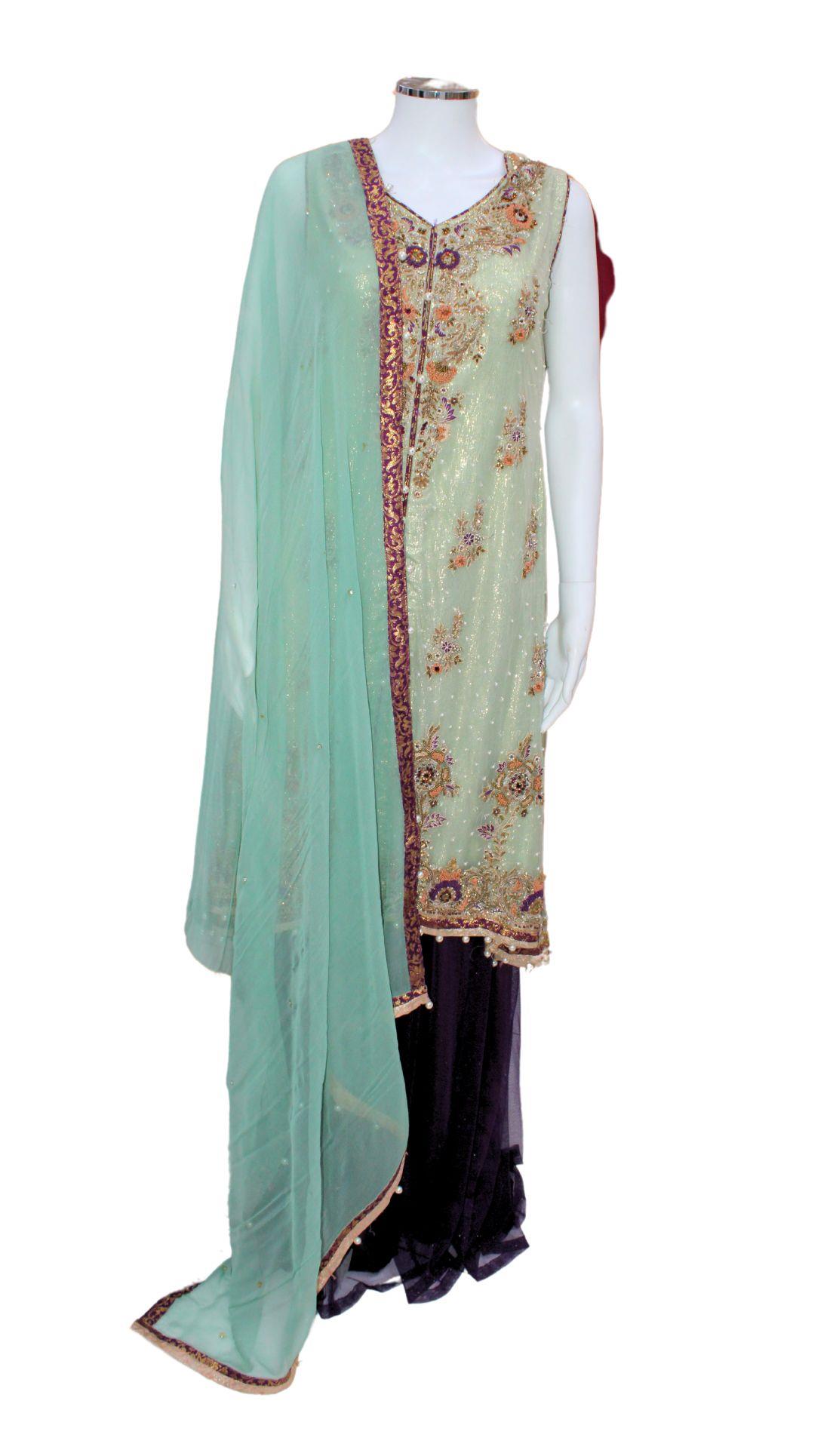 Mint & Purple Party Wear Indian Dress