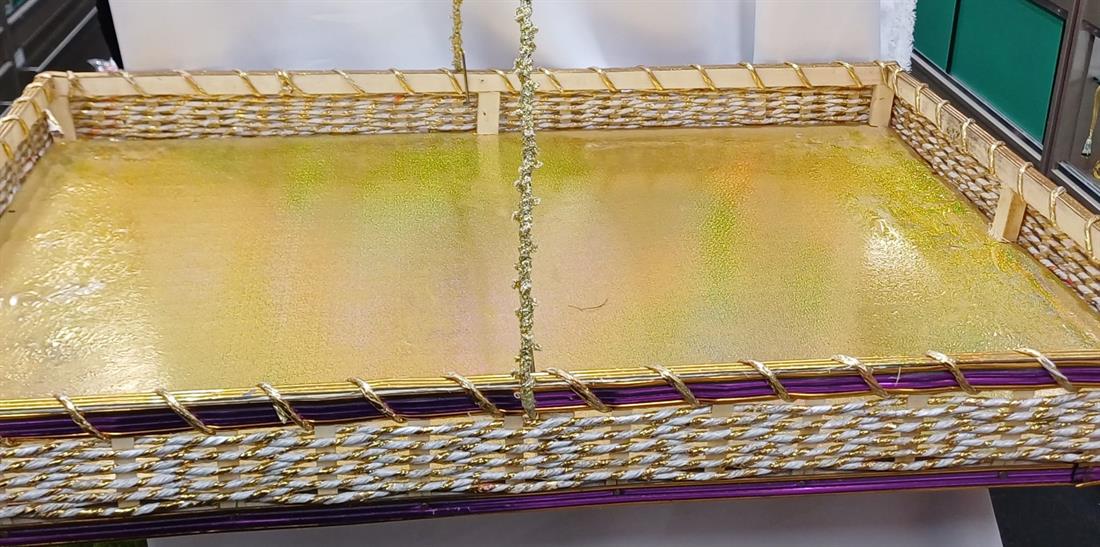 Cream & Purple Rectangle Basket