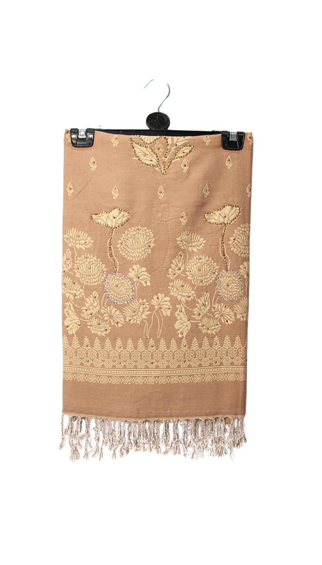 Beige Embroidered Pashmina Shawl